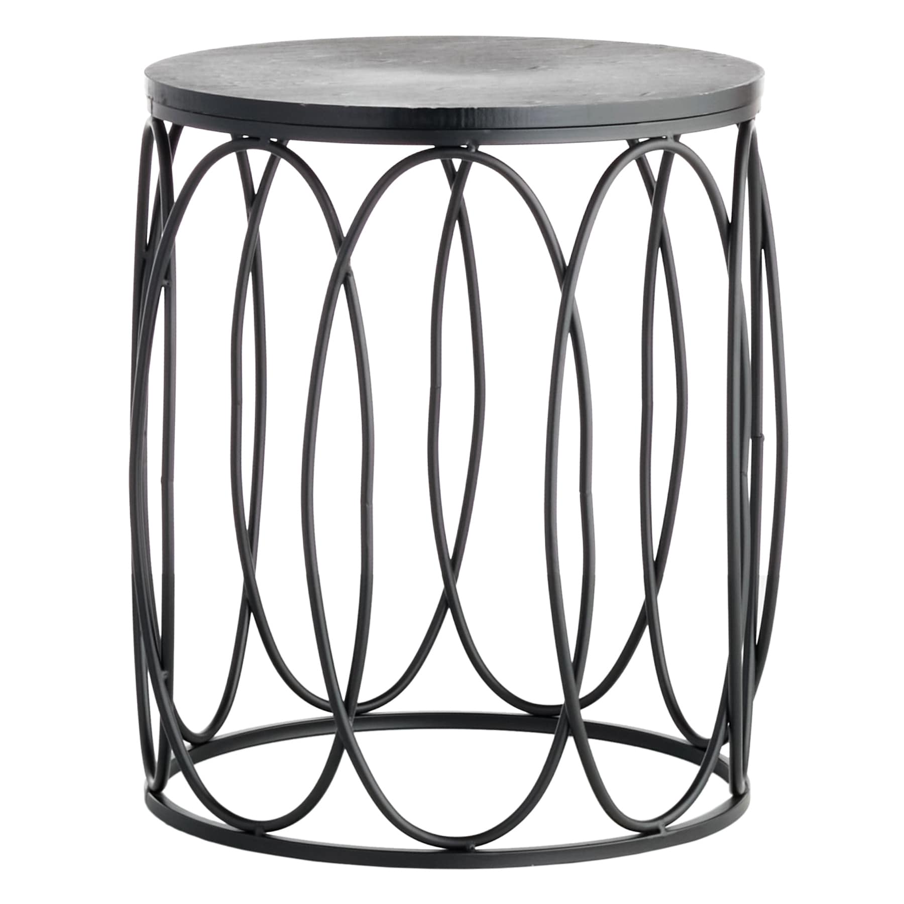 Providence Black Wood & Metal Drum Table, 18"