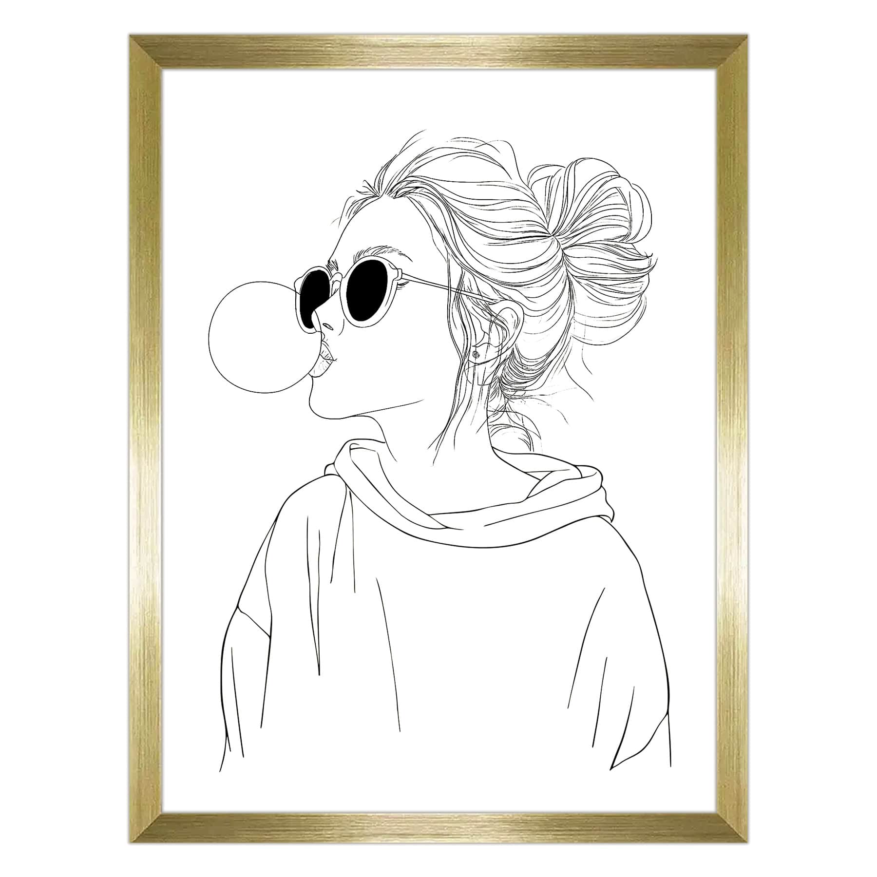 Framed Girl Blowing Bubbles Wall Art, 17x13