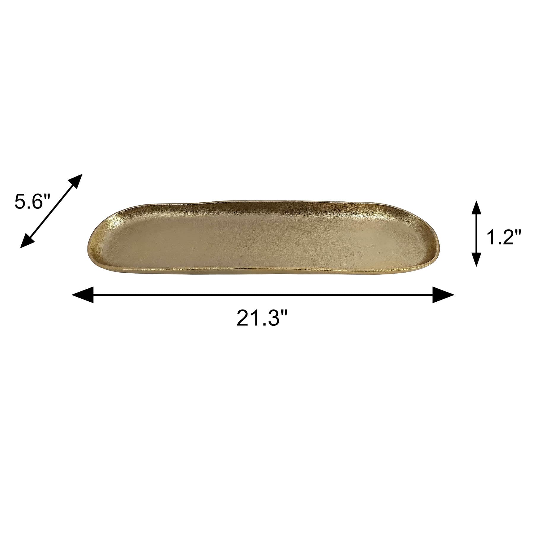 Oblong Gold Aluminum Tray, 21x5