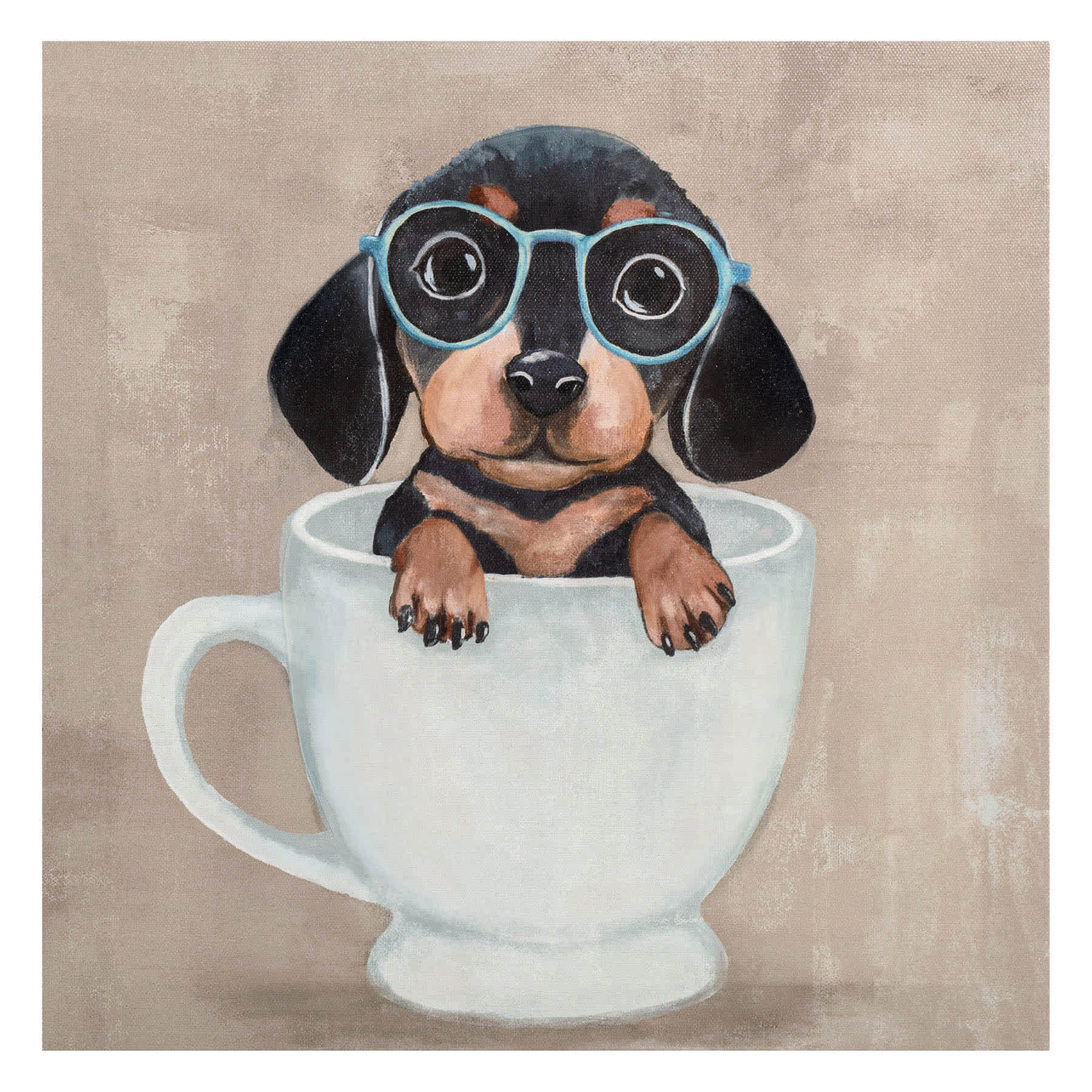 Tea Cup Pup Canvas Wall Art, 12"