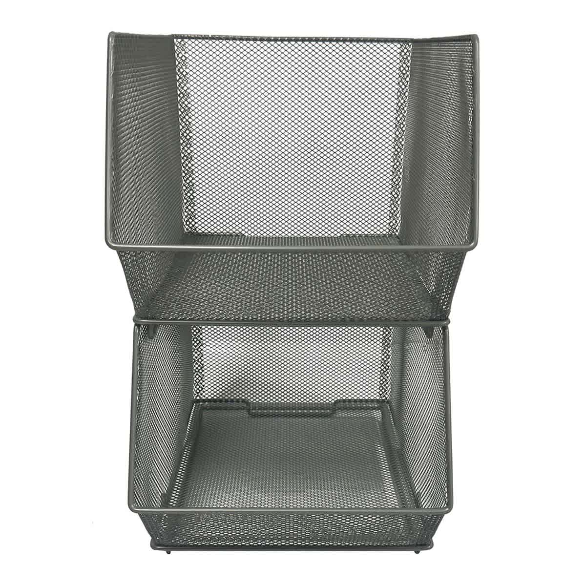 2-Piece Square Silver Metal Pantry Organizer, Small