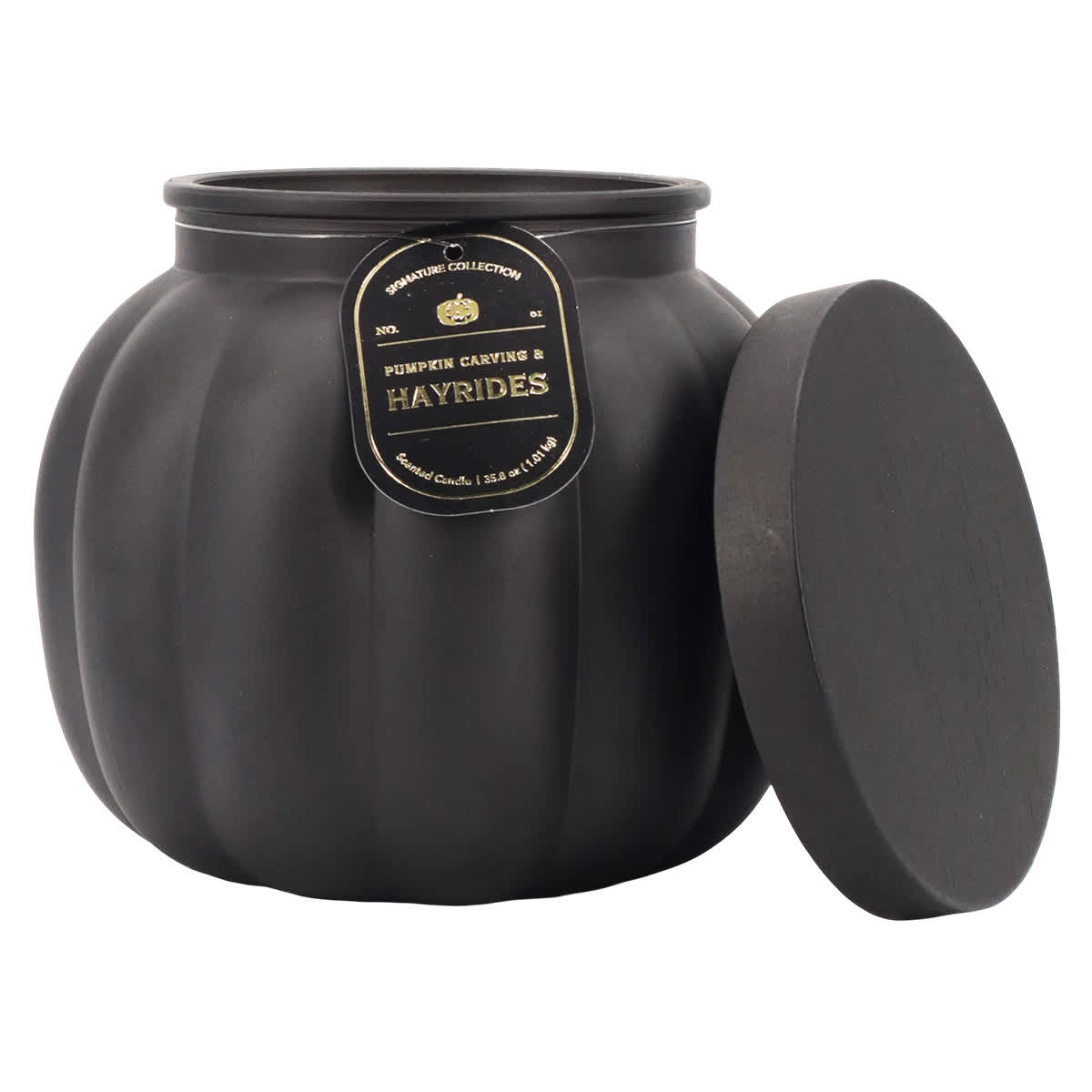 Pumpkin Carving & Hayrides Scented Black Pumpkin Jar Candle, 35.8oz