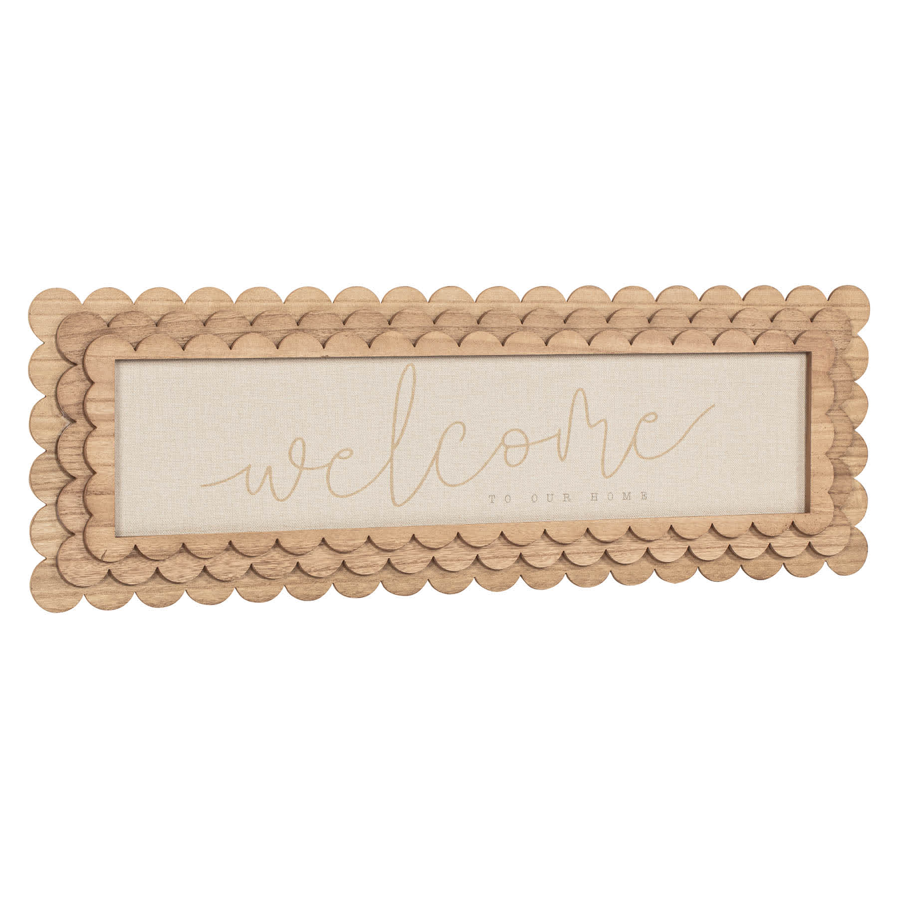 Welcome Scalloped Wooden Wall Art, 36x12