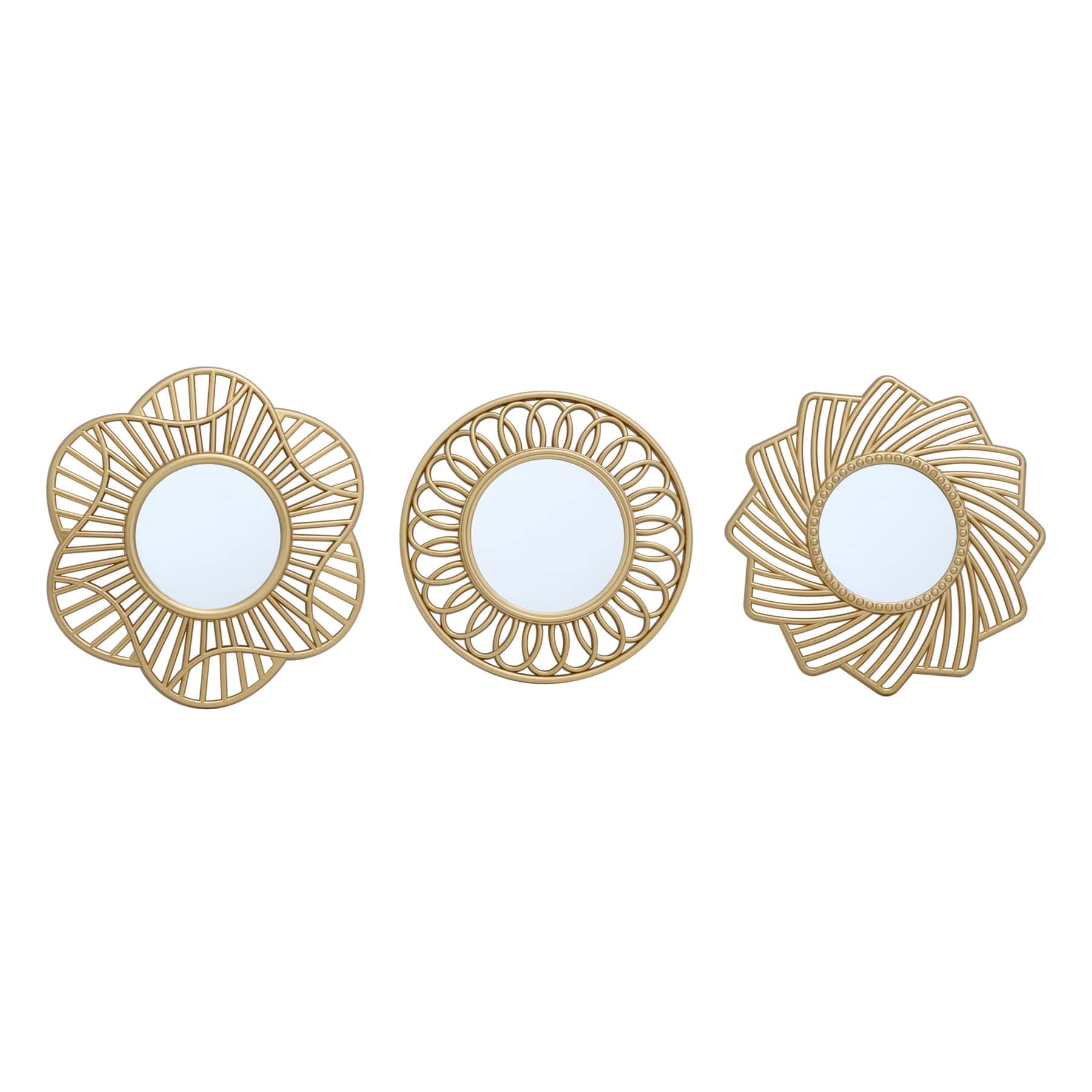 3-Piece Gold Wall Mirror Set, 10"