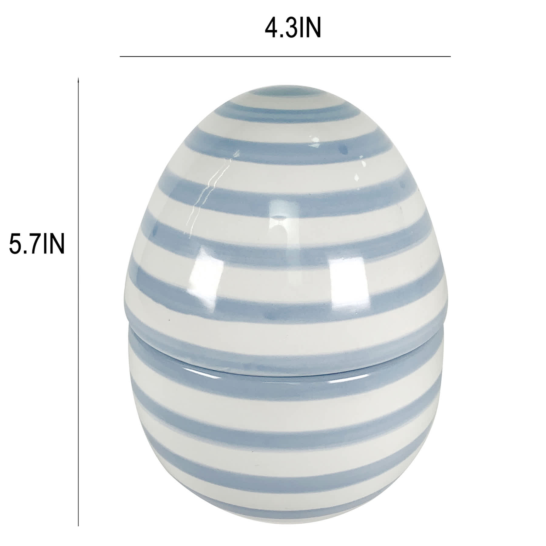 Homespun Easter Blue & White Striped Ceramic Egg Jar, 6"