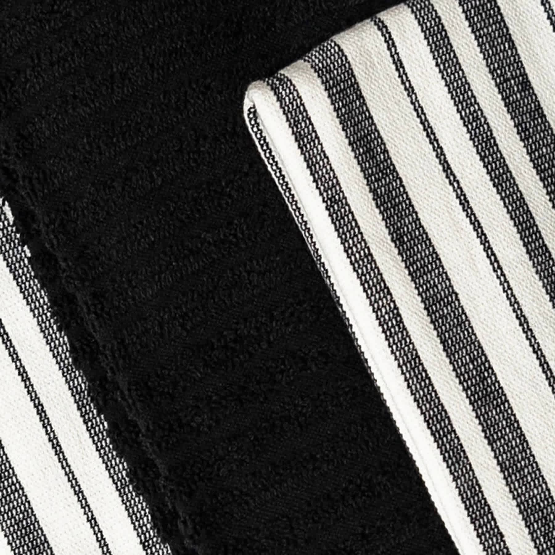 Set of 3 Black Lakewood Reverse Terry Kitchen Towels