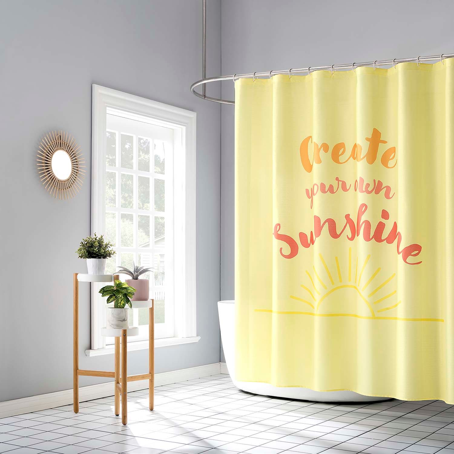 13-Piece Create Your Own Sunshine Yellow Shower Curtain Set, 70x72
