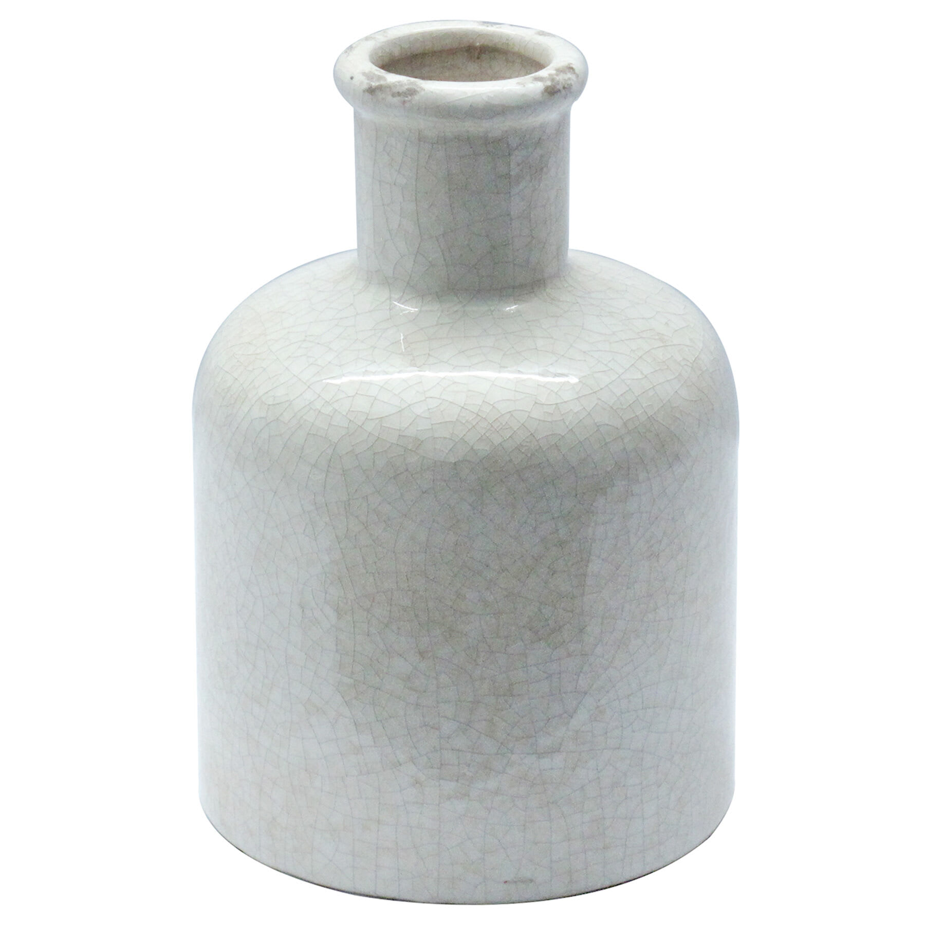 Honeybloom Neutral Crackle Ceramic Vase, 7.5"