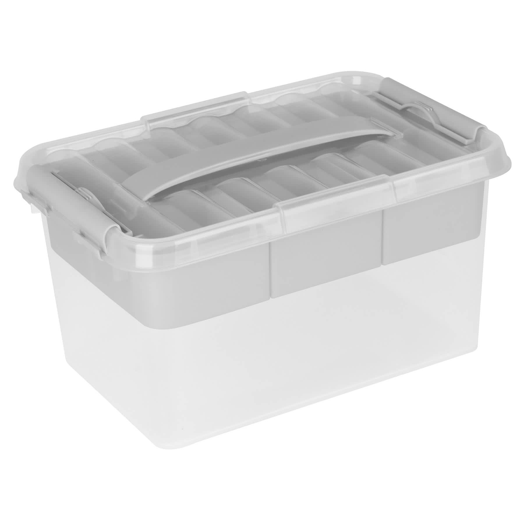 Clear & Grey Storage Box with Tray, 6.5l