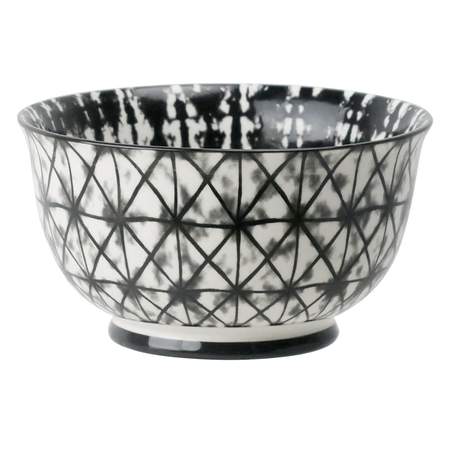 Black & White Batik Printed Stoneware Bowl, 6"