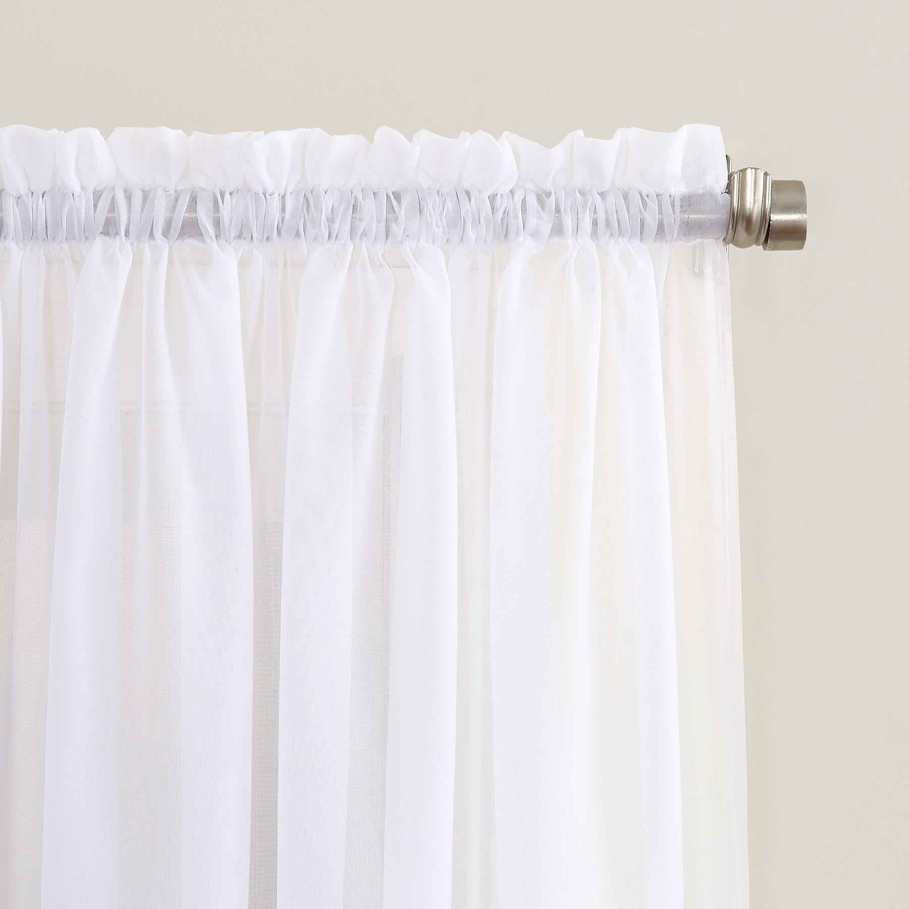 Emily White Voile Sheer Curtain Panel, 95"