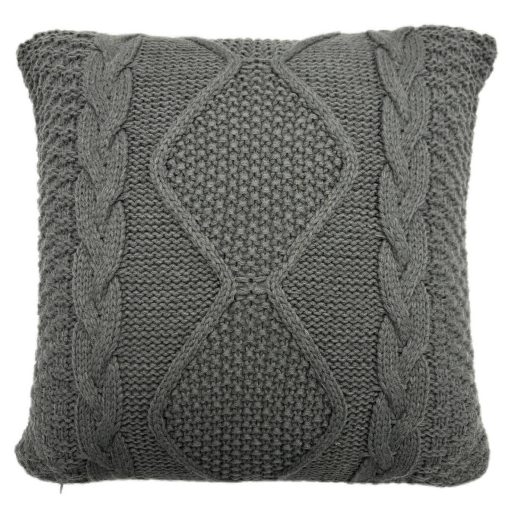 Honeybloom Dark Grey Knitted Throw Pillow, 18"