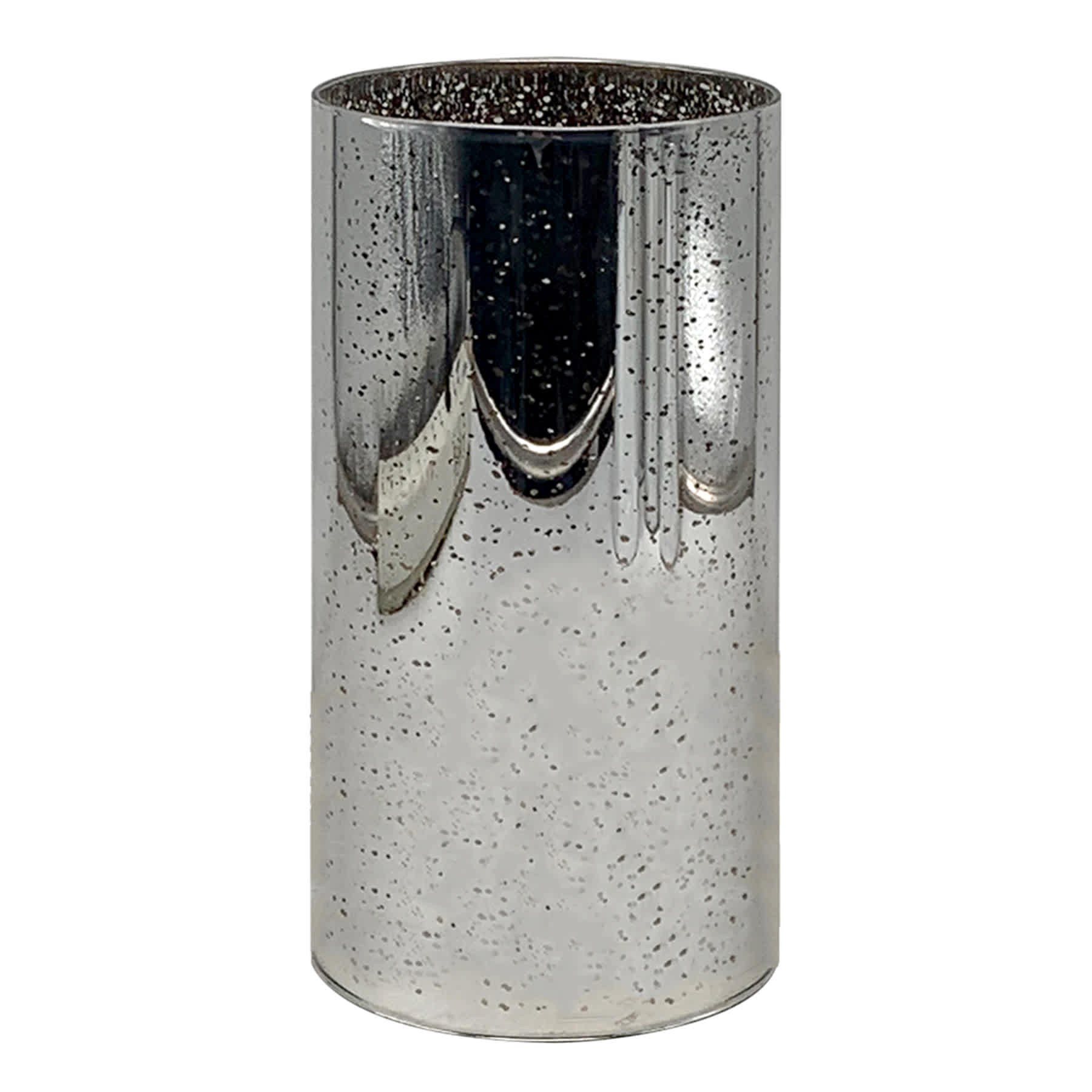 Providence Silver Mercury Glass LED Pillar Candle, 4x8