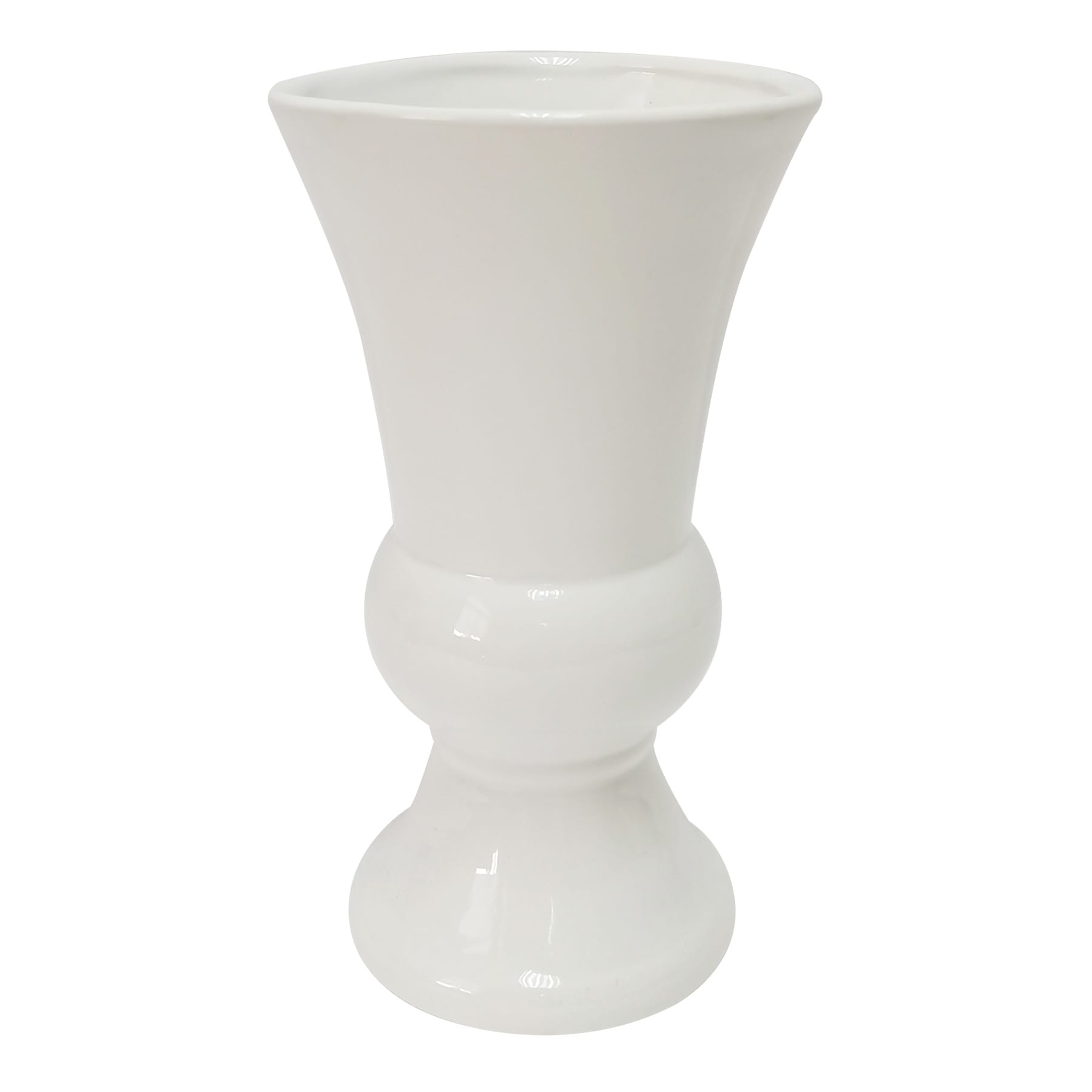 Flared White Ceramic Vase, 9.2"
