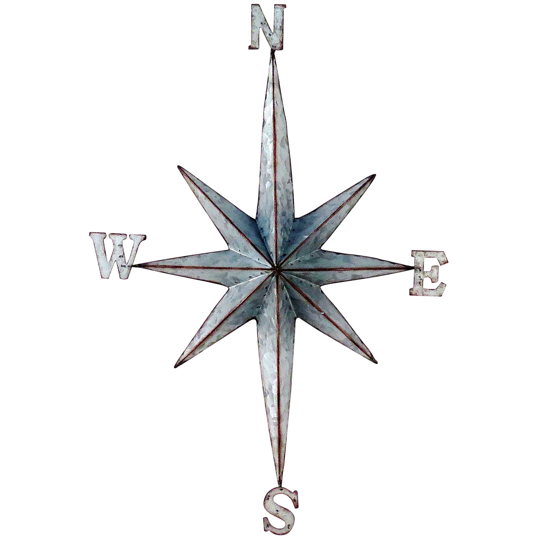 Galvanized Metal Compass Star Wall Decor, 15x22