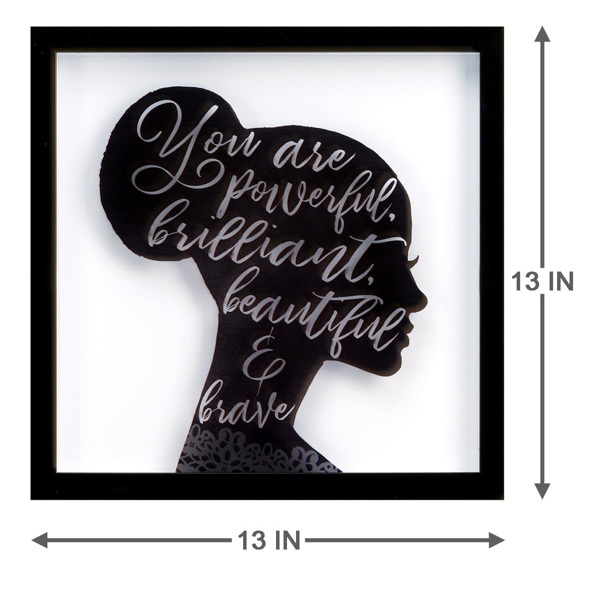 Glass Framed Inspirational Silhouette Wall Decor, 13"