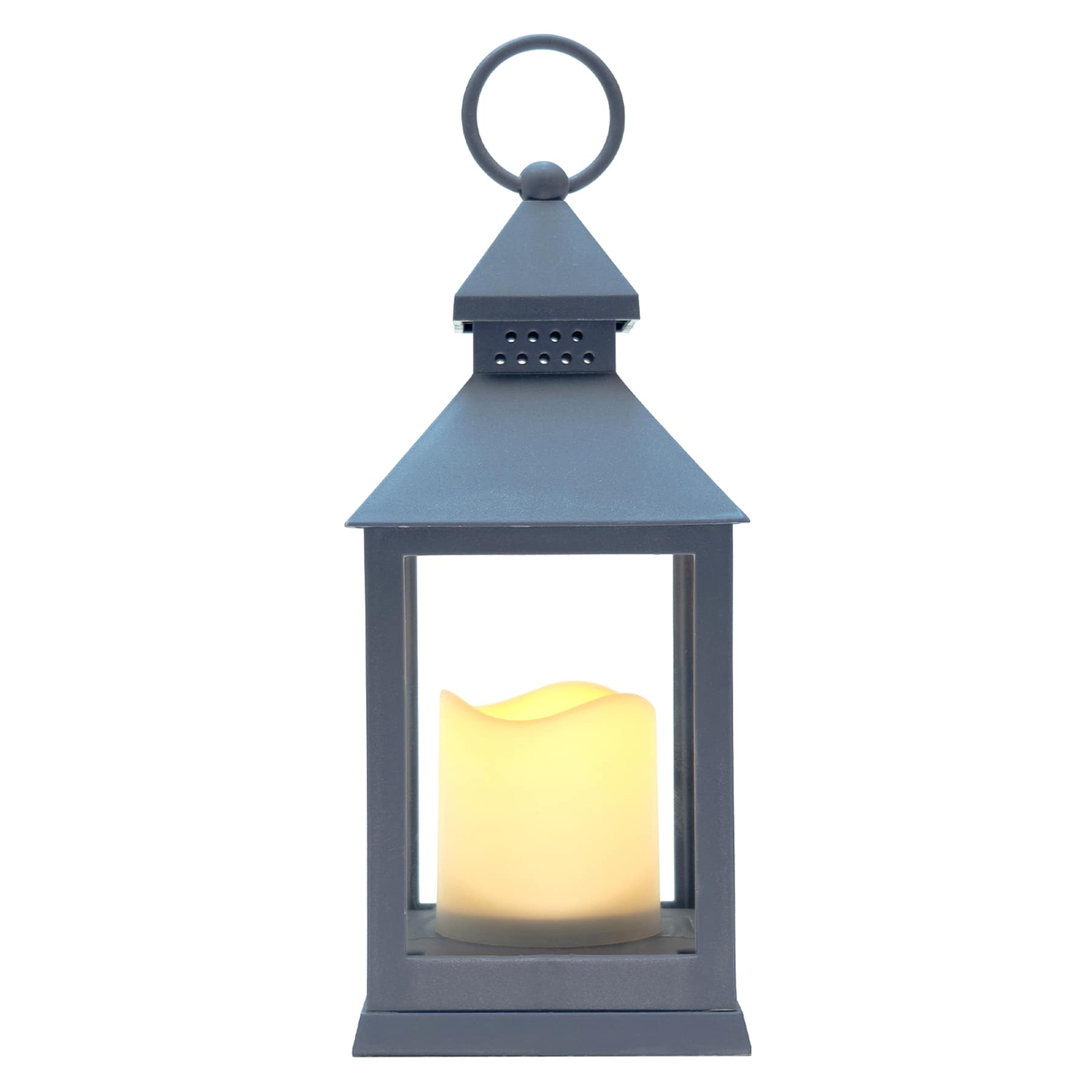 Navy Blue LED Lantern, 9.5"