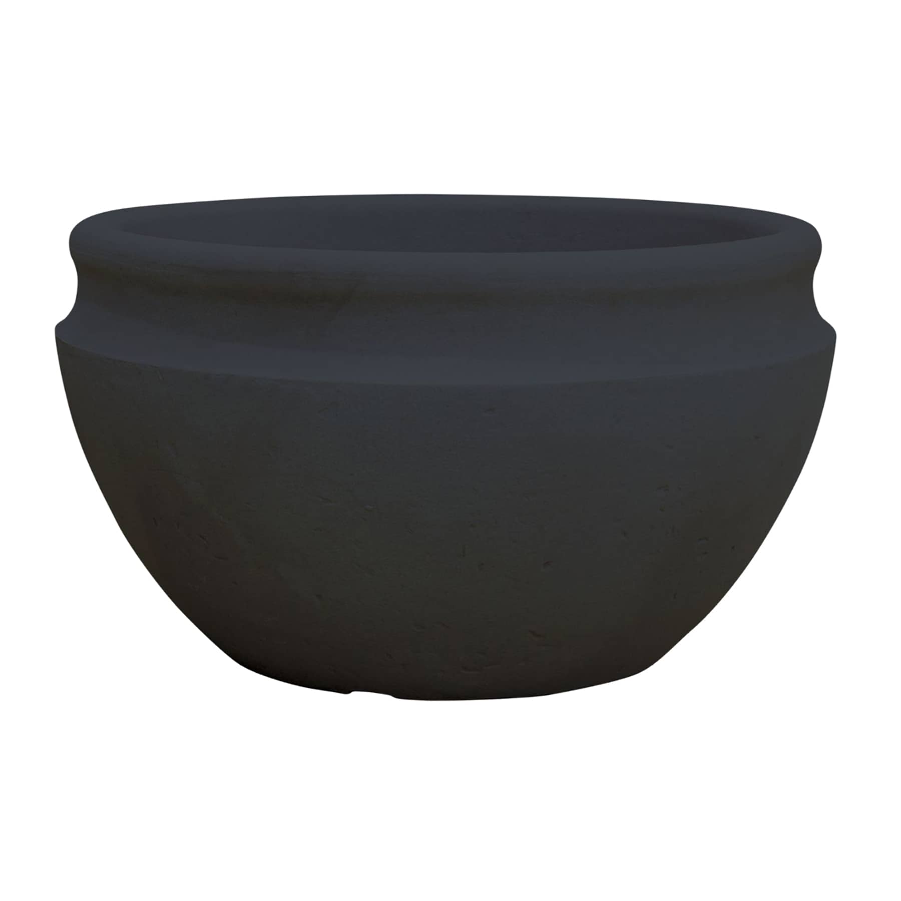 Japi Black Antique Low Outdoor Planter, Medium