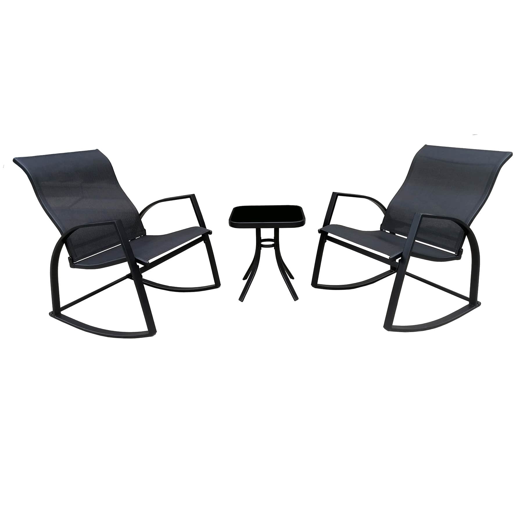 Crosby St. Sling Rocker Patio Chat Set, Black