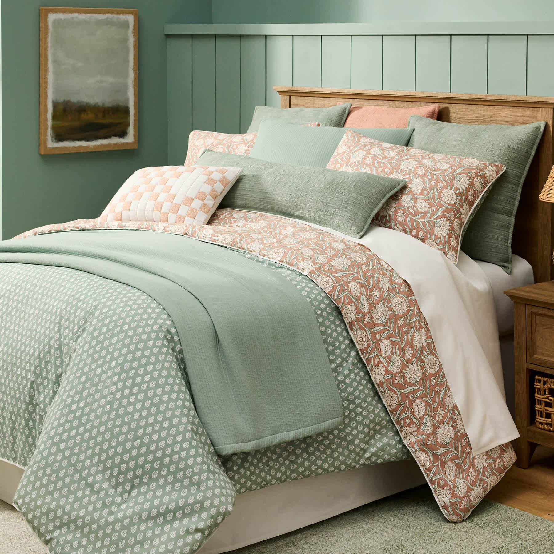 Honeybloom 3-Piece Green Dash Matelasse Coverlet Set, Full/Queen