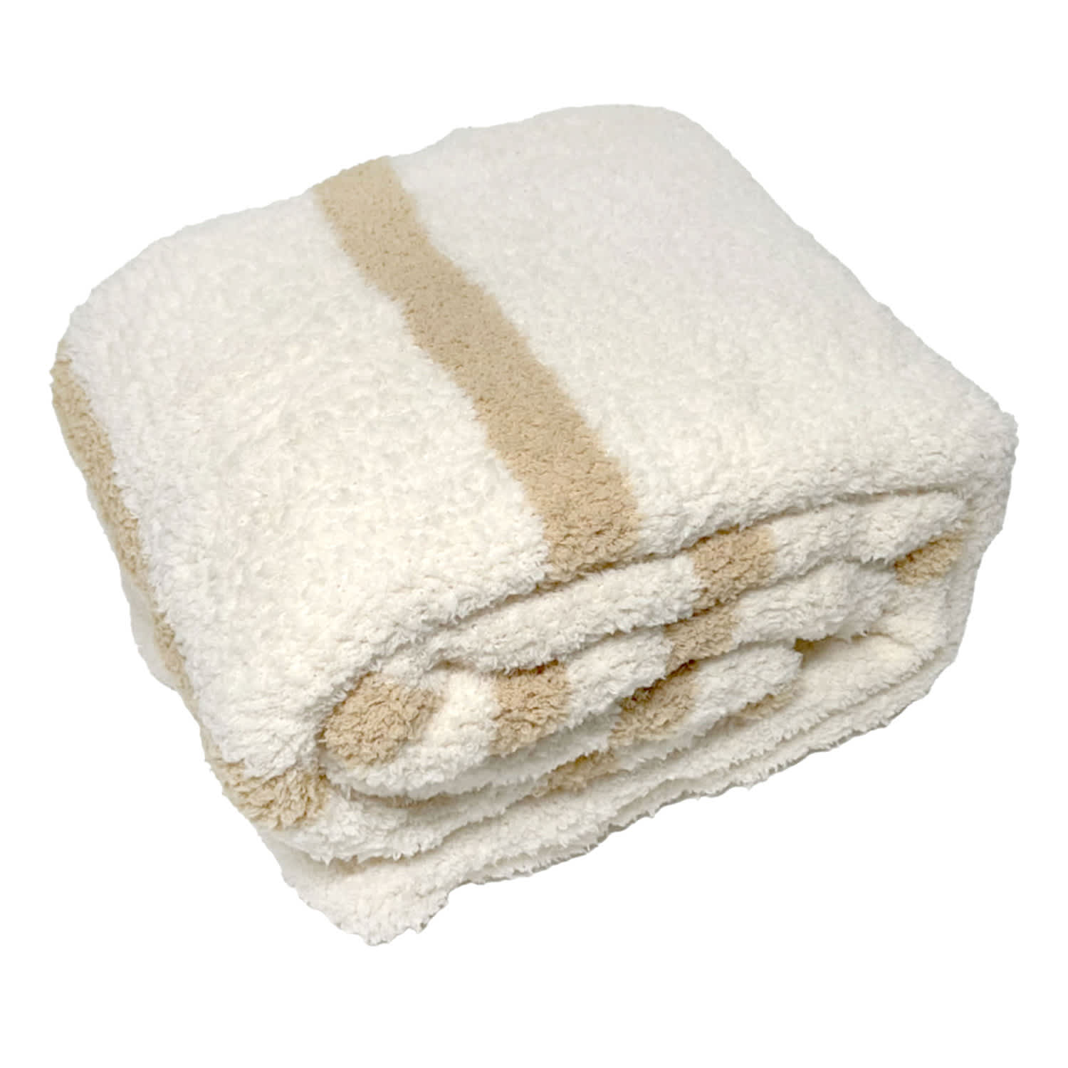 Honeybloom Natural Stripe Cozy Knit Bed Blanket, King