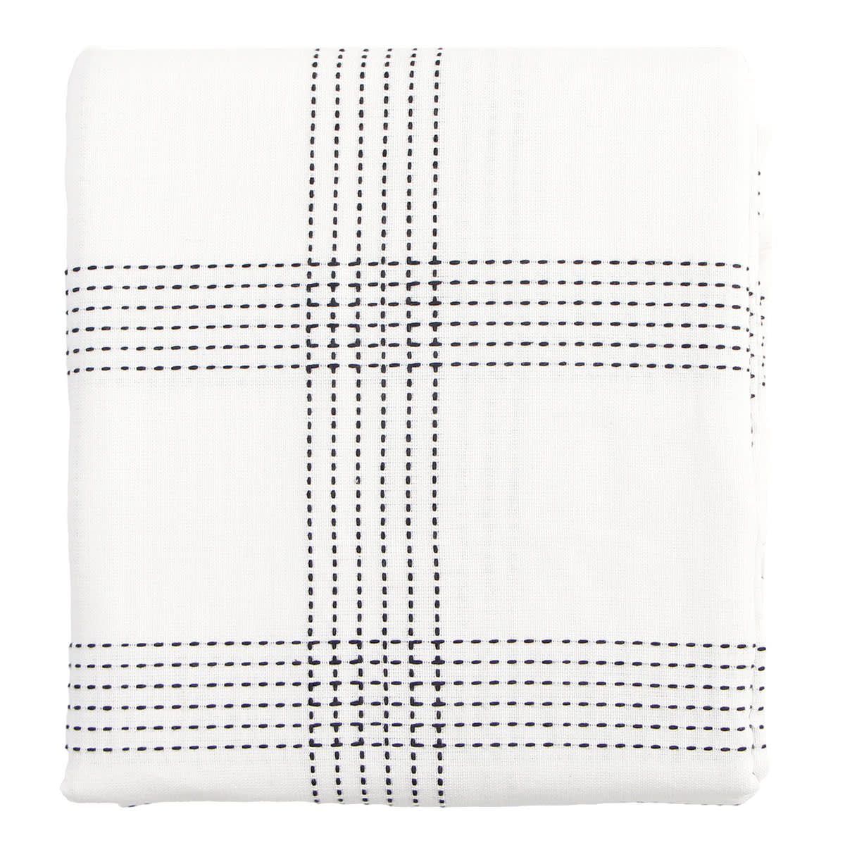 White Dobby with Black Windowpane Tablecloth, 60x104