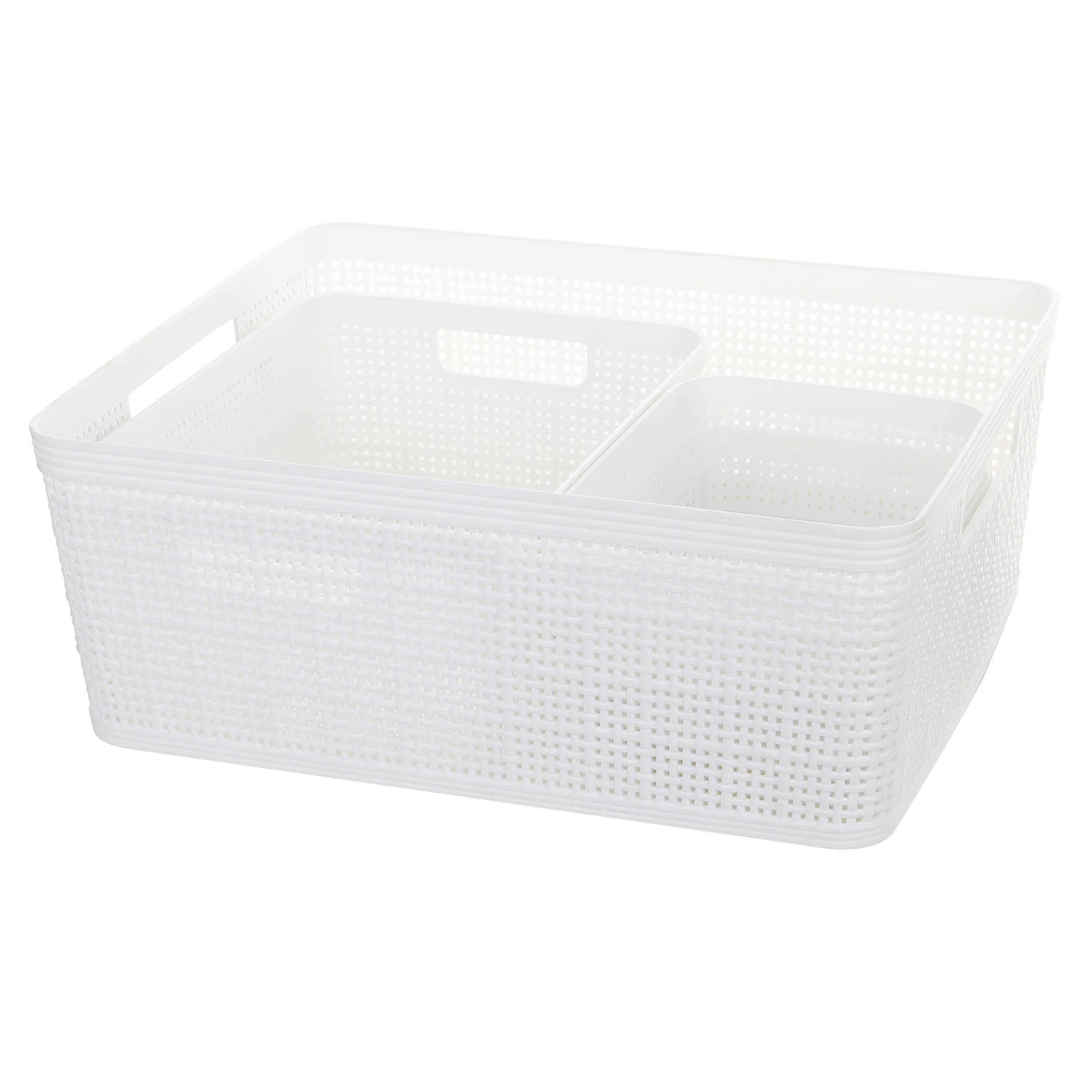 Set of 5 White Storage Basket, 31.3l/4l/11.5l