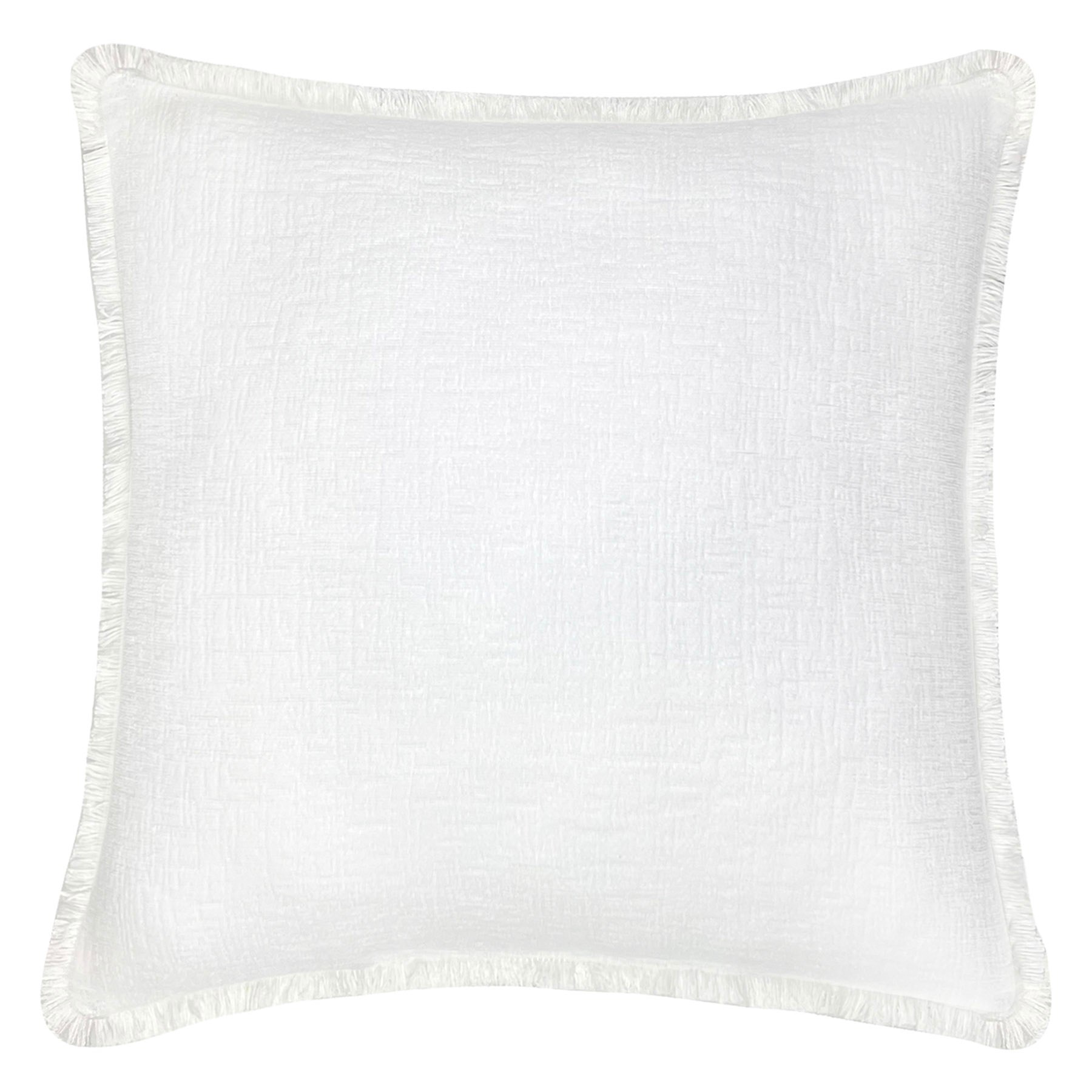 Providence White Chenille Throw Pillow with Fringe, 18"