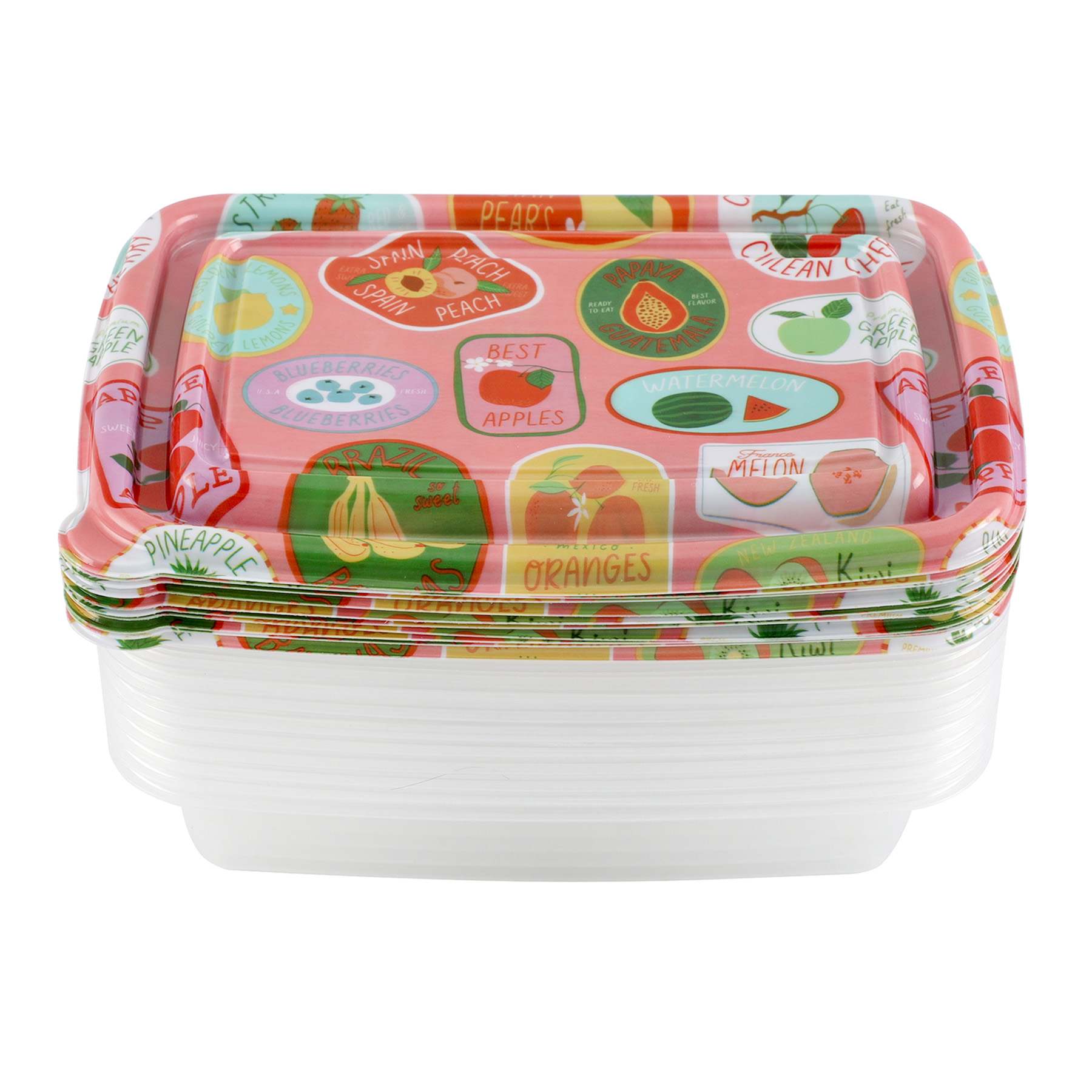 20-Piece Summer Stickers Rectangle Food Storage Set