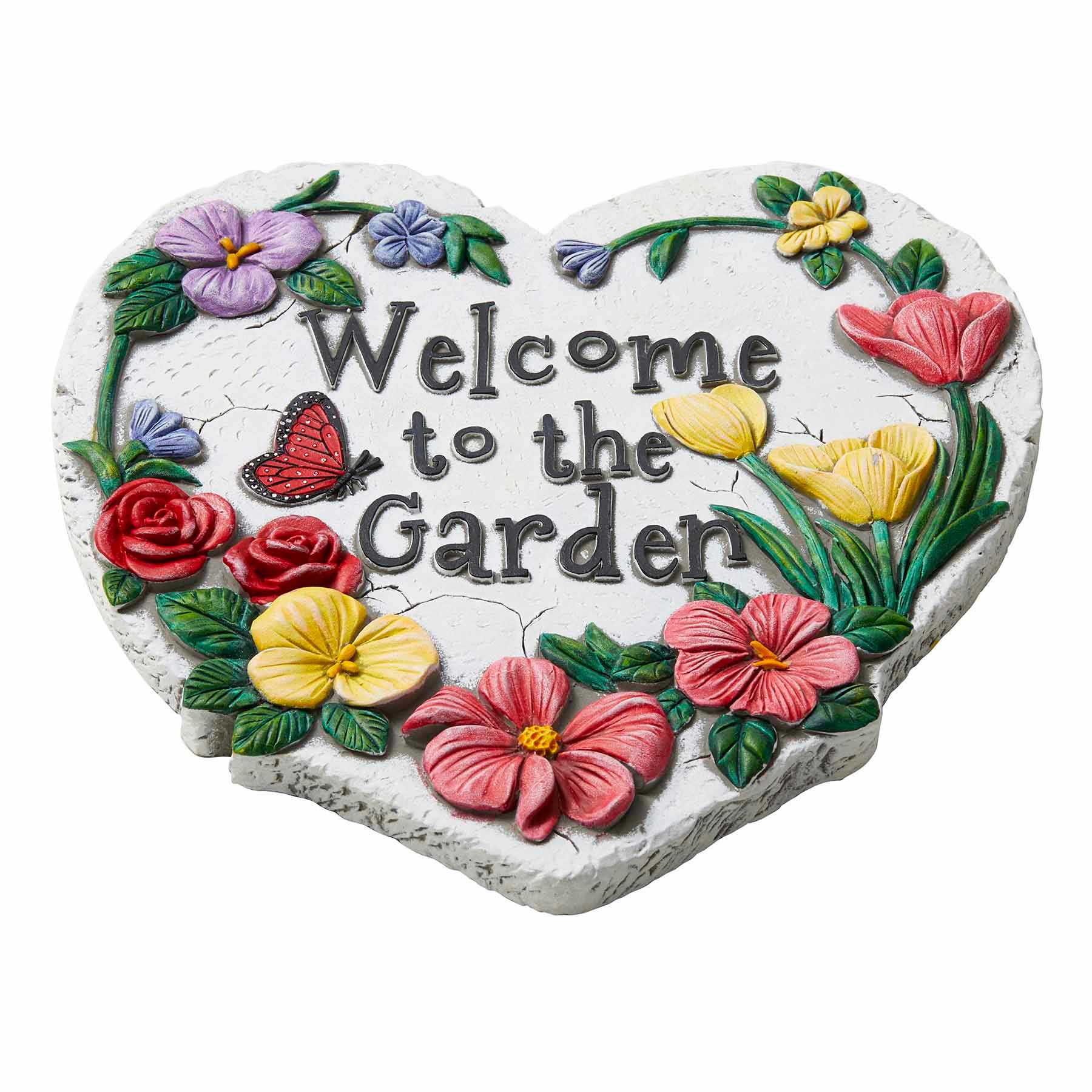 Flower Heart Outdoor Stepping Stone, 10"