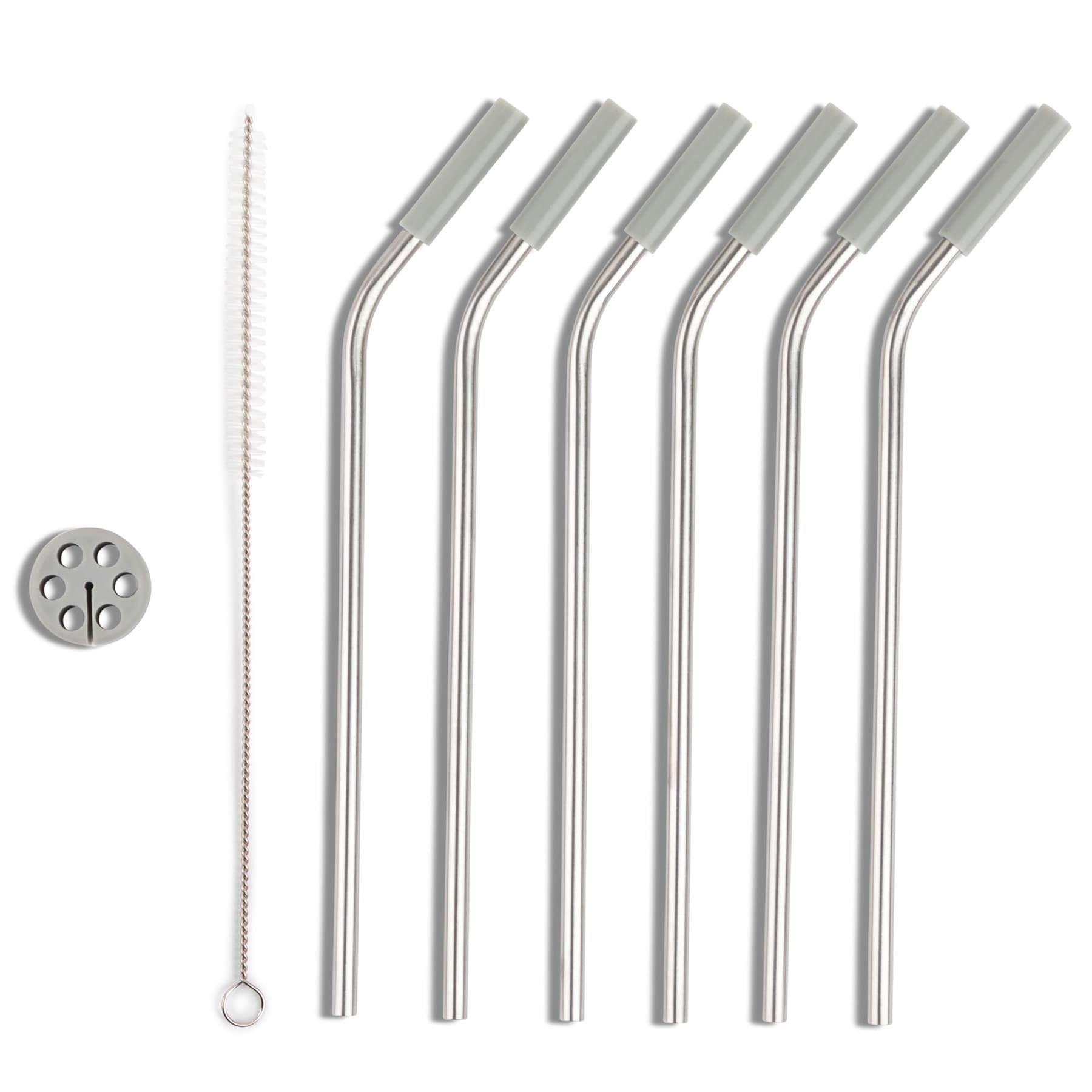8-Piece Stainless Straw Set, Grey