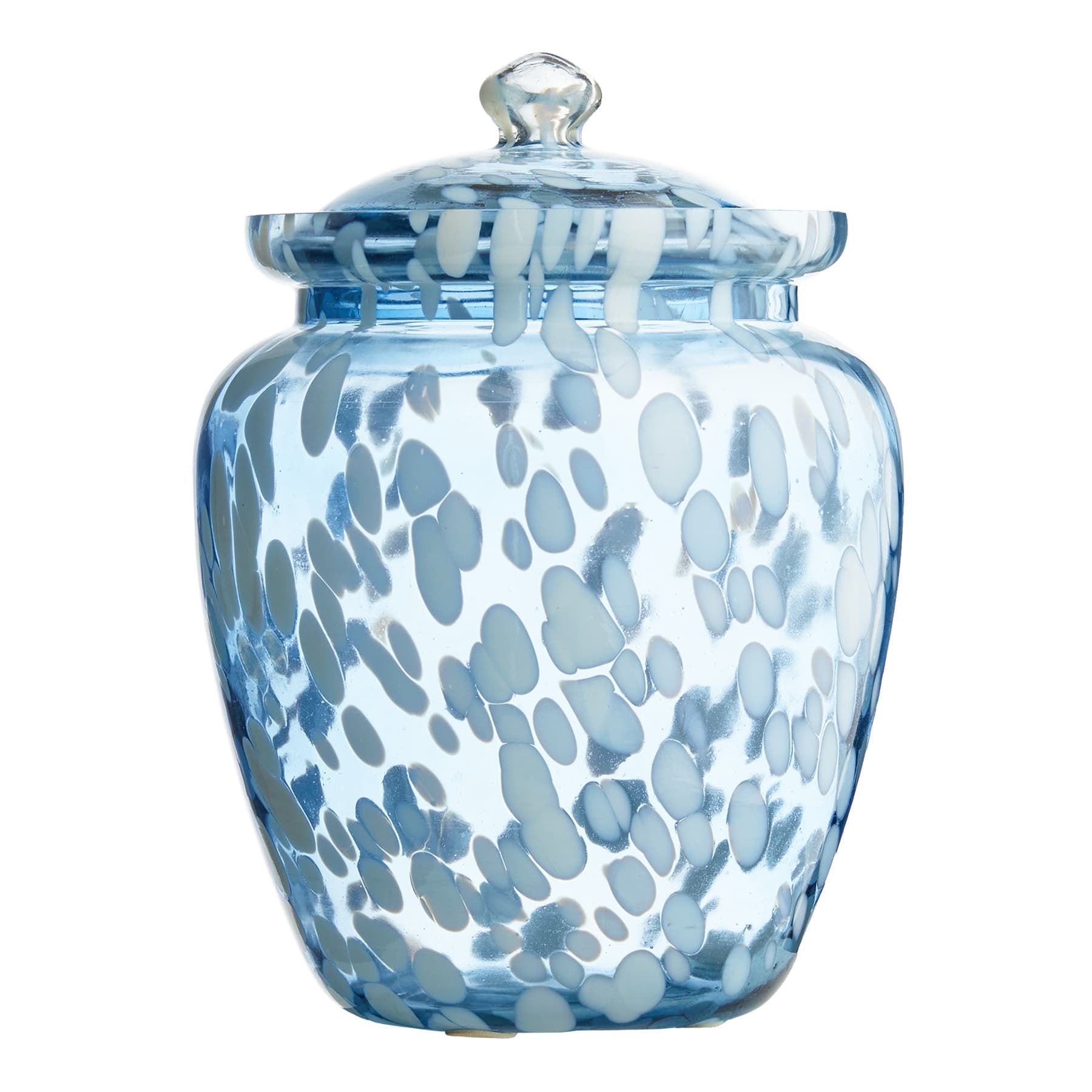 Providence Blue & White Frit Glass Ginger Jar, 8"