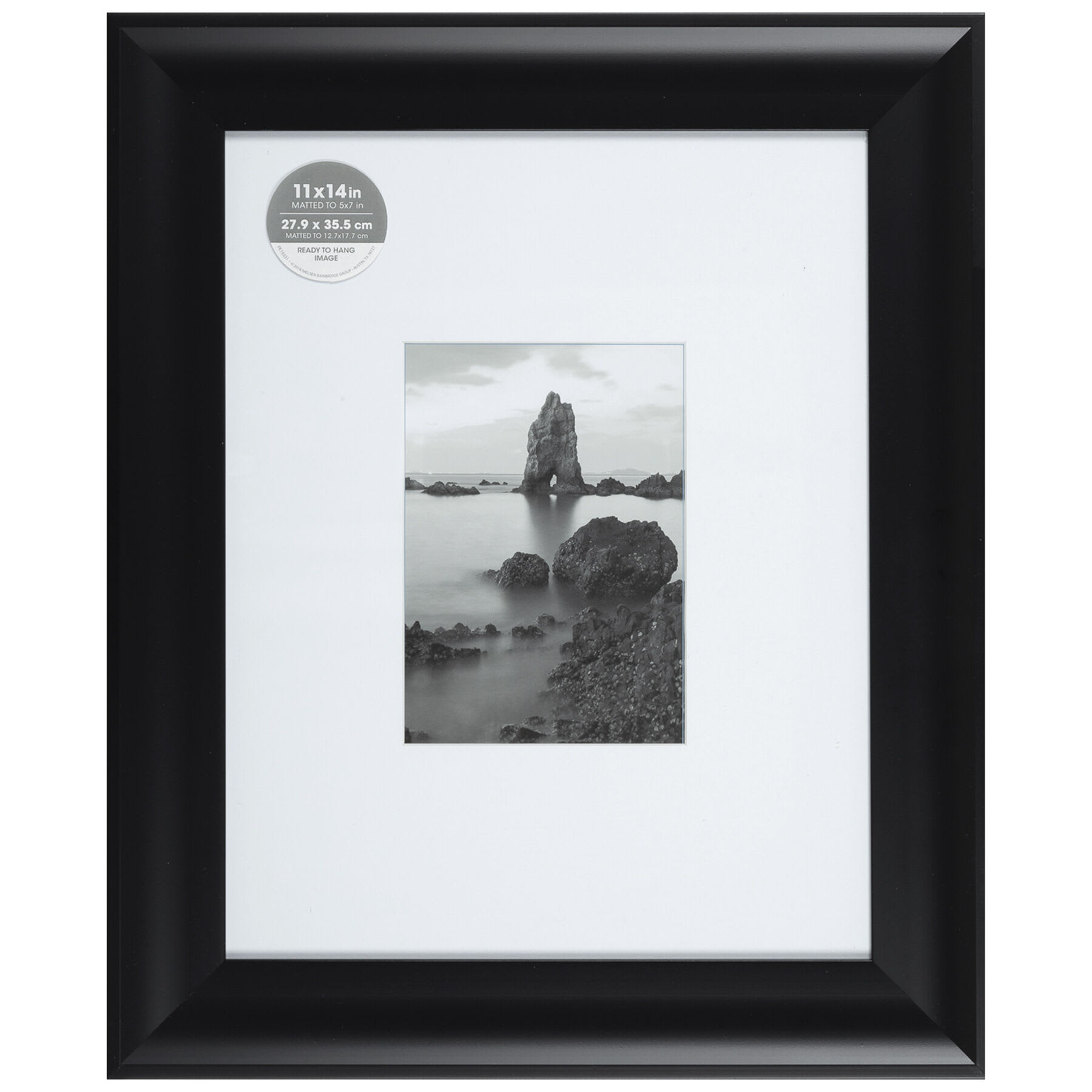 11x14 Matted to 5x7 Scoop Profile With White Mat Wall Frame, Black