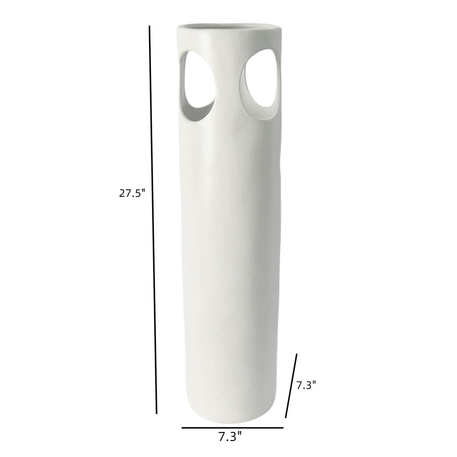 White Double Handle Ceramic Oversized Vase, 27"