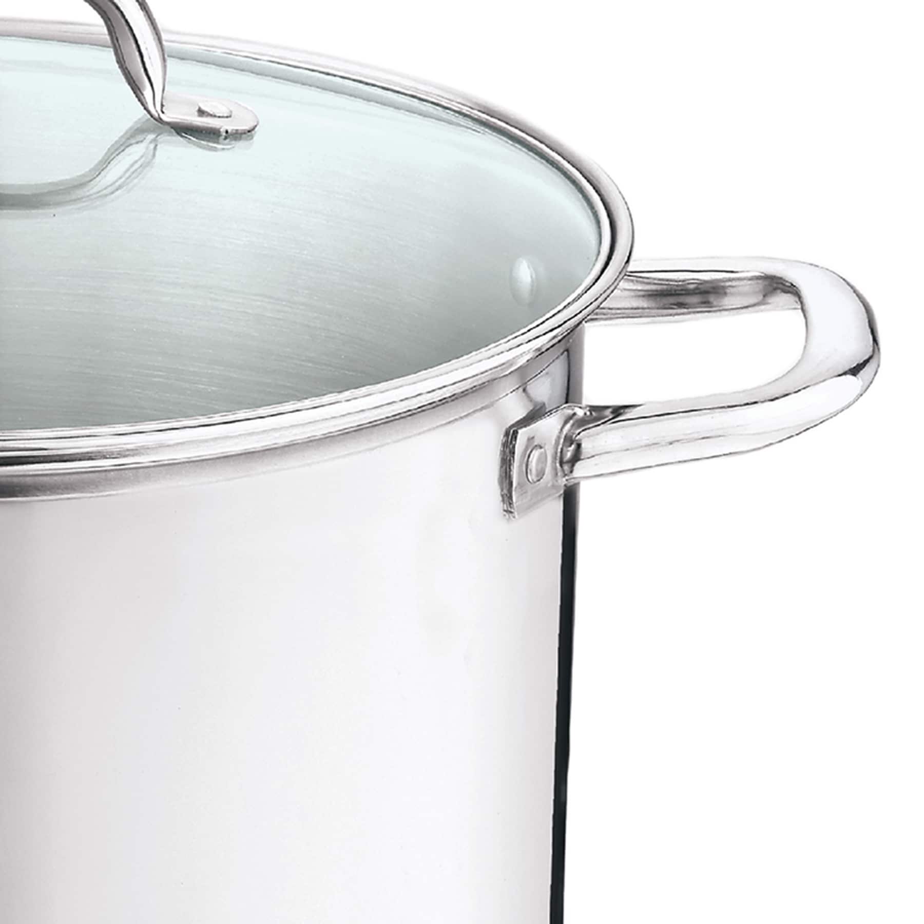 Stainless Steel Stockpot with Glass Lid, 12qt