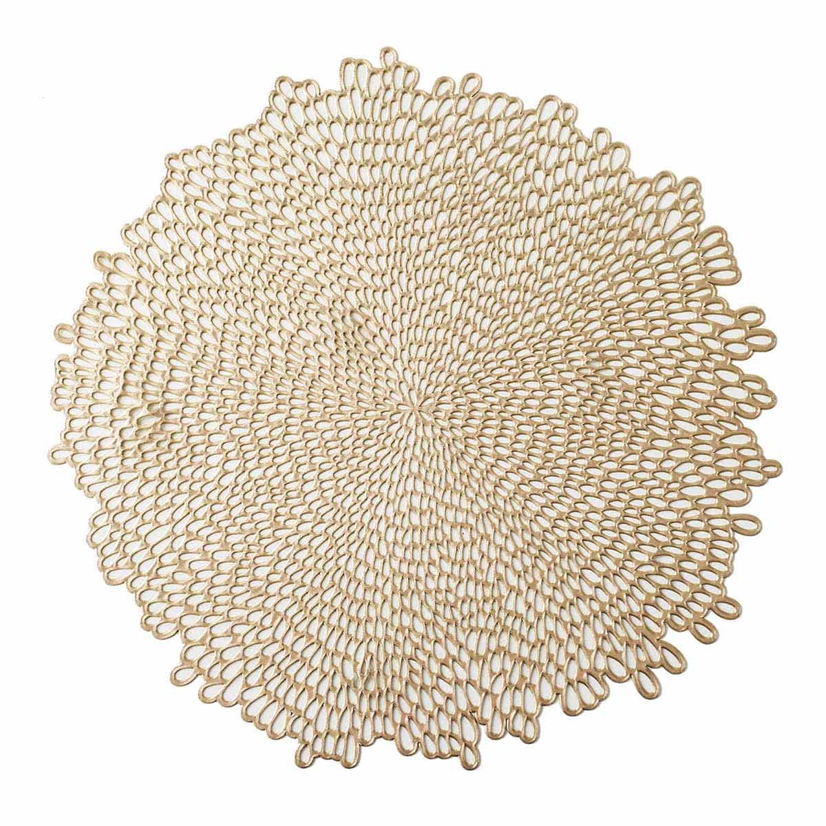 Round Gold Bloom Vinyl Placemat