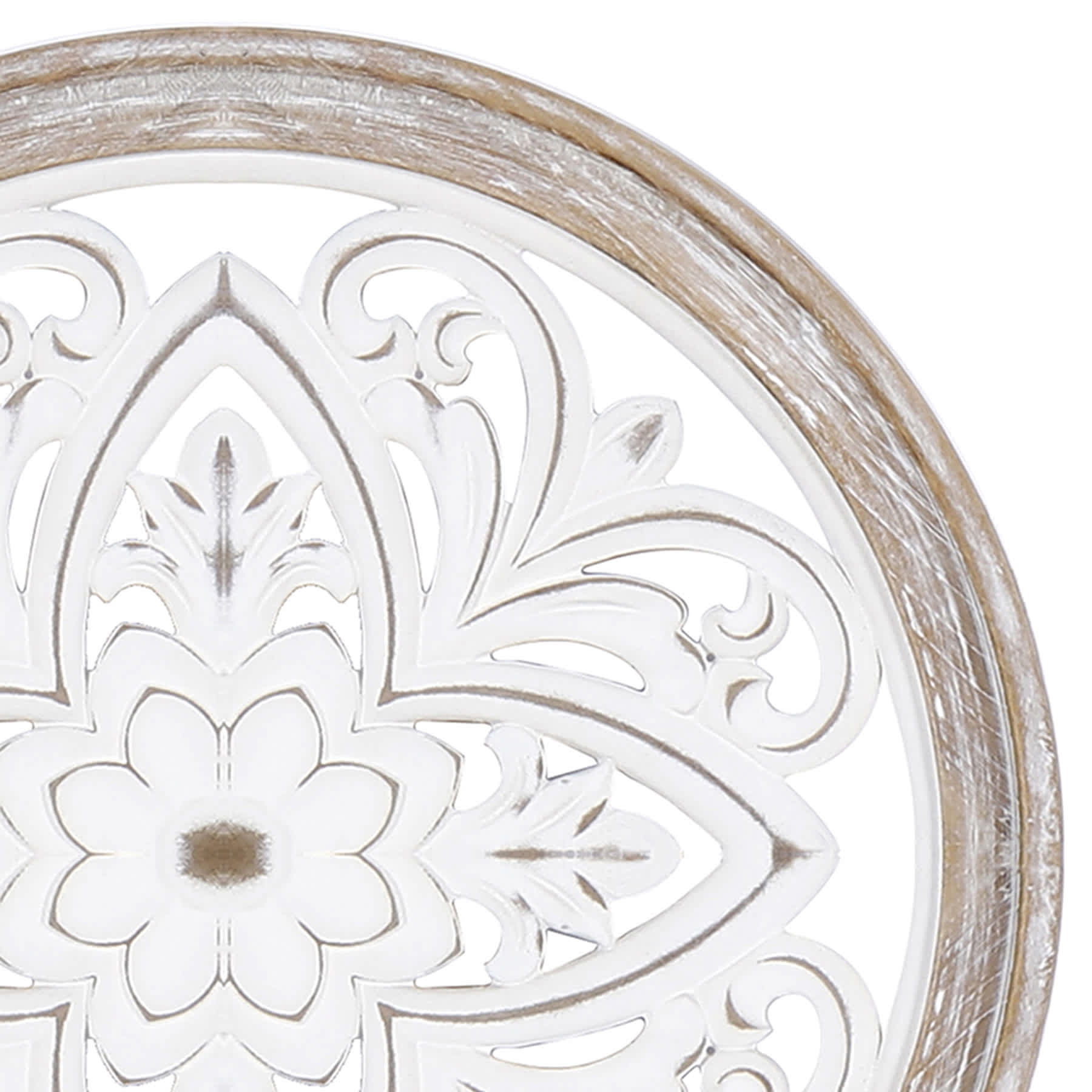 Honeybloom White Faux Wood Medallion Wall Decor, 17"