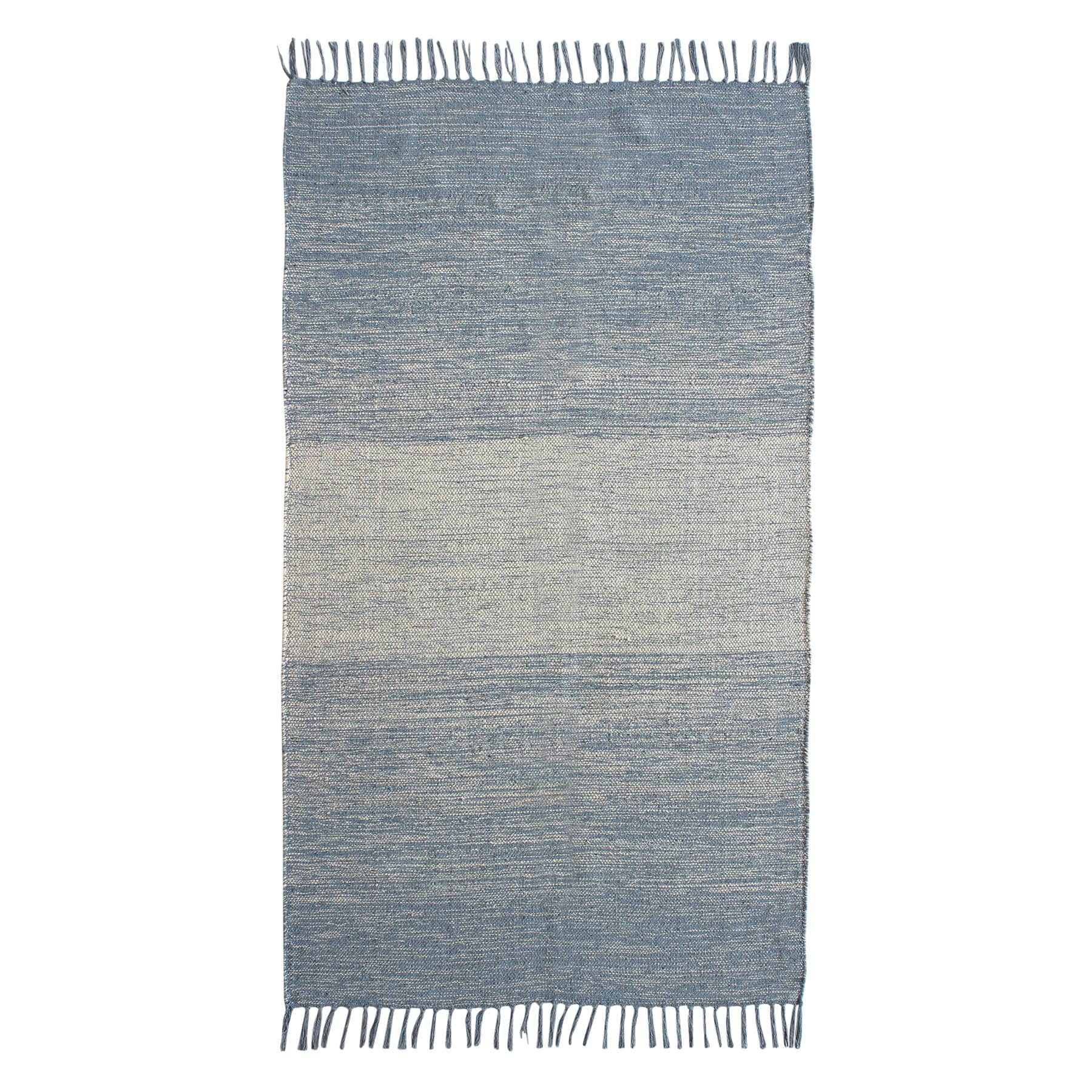 (D522) Blue Ombre Fringe Accent Rug, 3x5