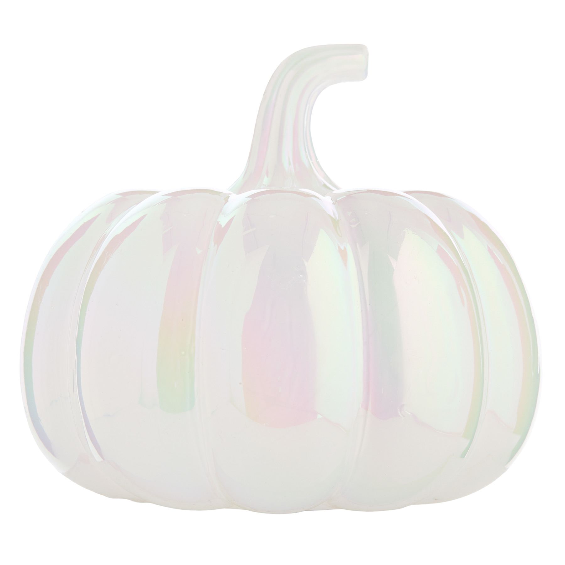 Hey Boo! White Iridescent Pumpkin with Light