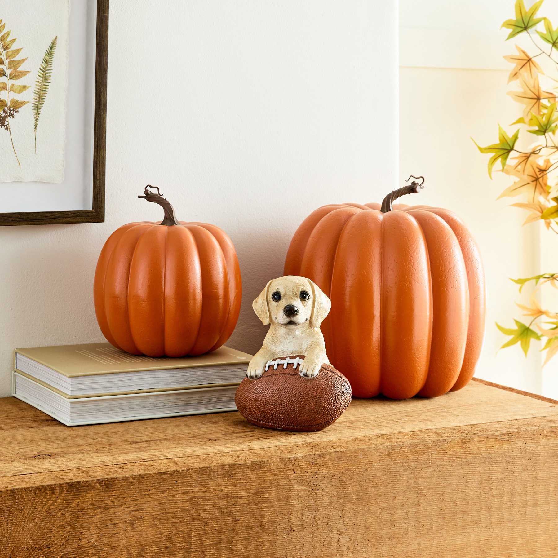 Homespun Harvest Puppy on Football, 7"