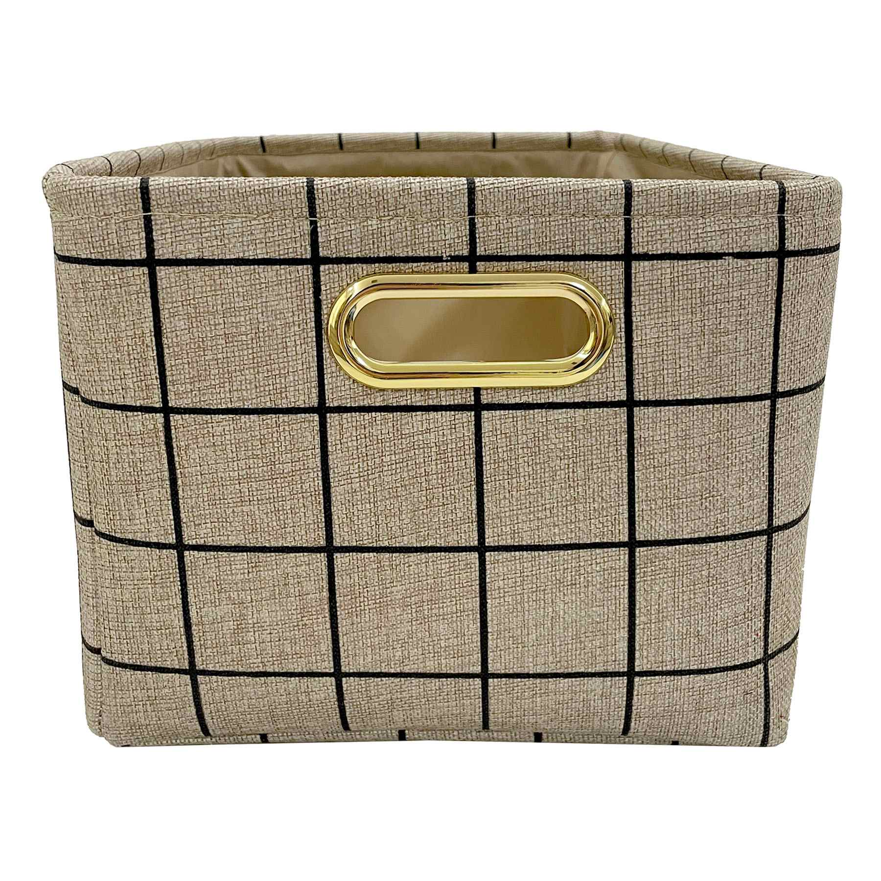 Honeybloom Grid Print Canvas Storage Basket, Small