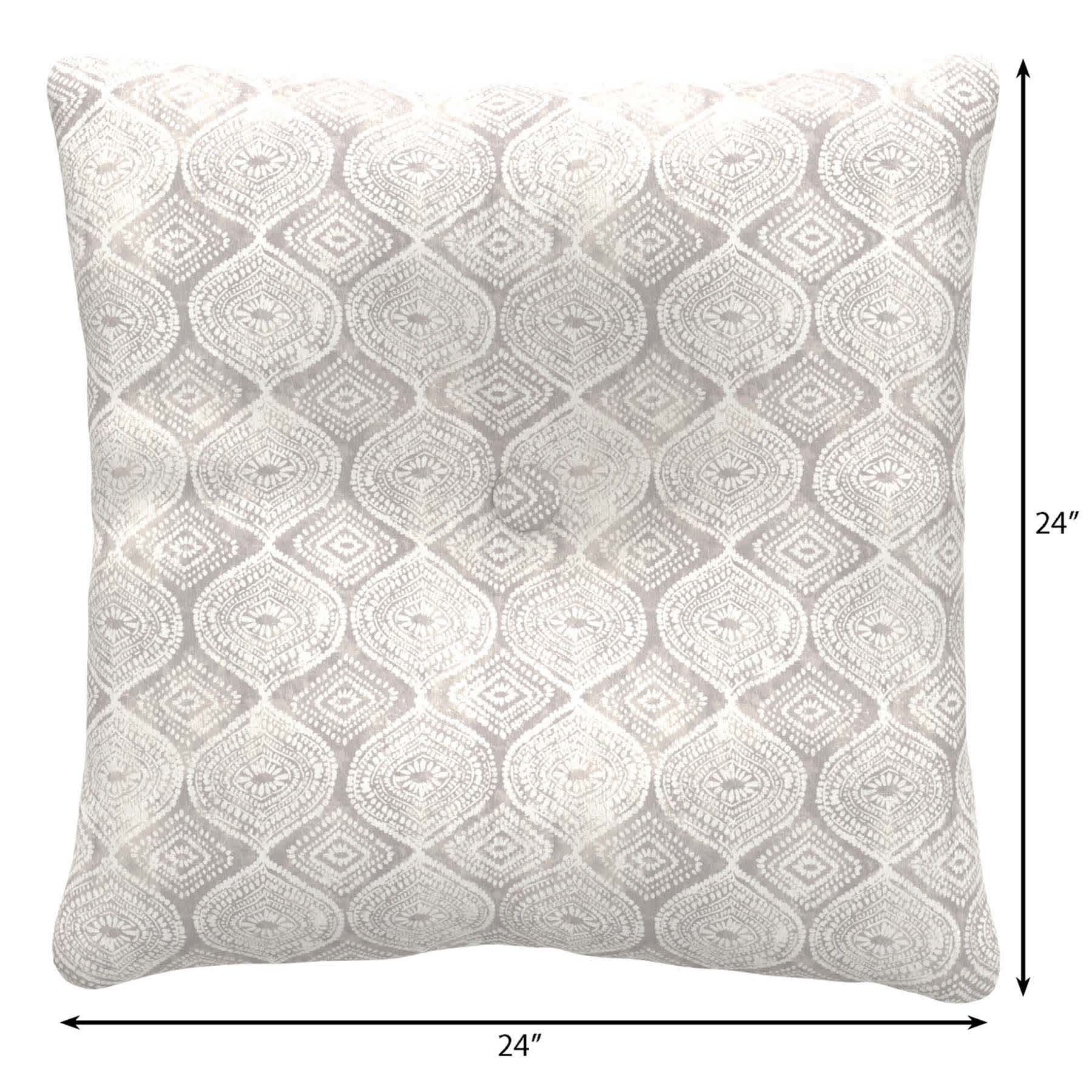 Grey Patna Geo Outdoor Tufted Back Cushion