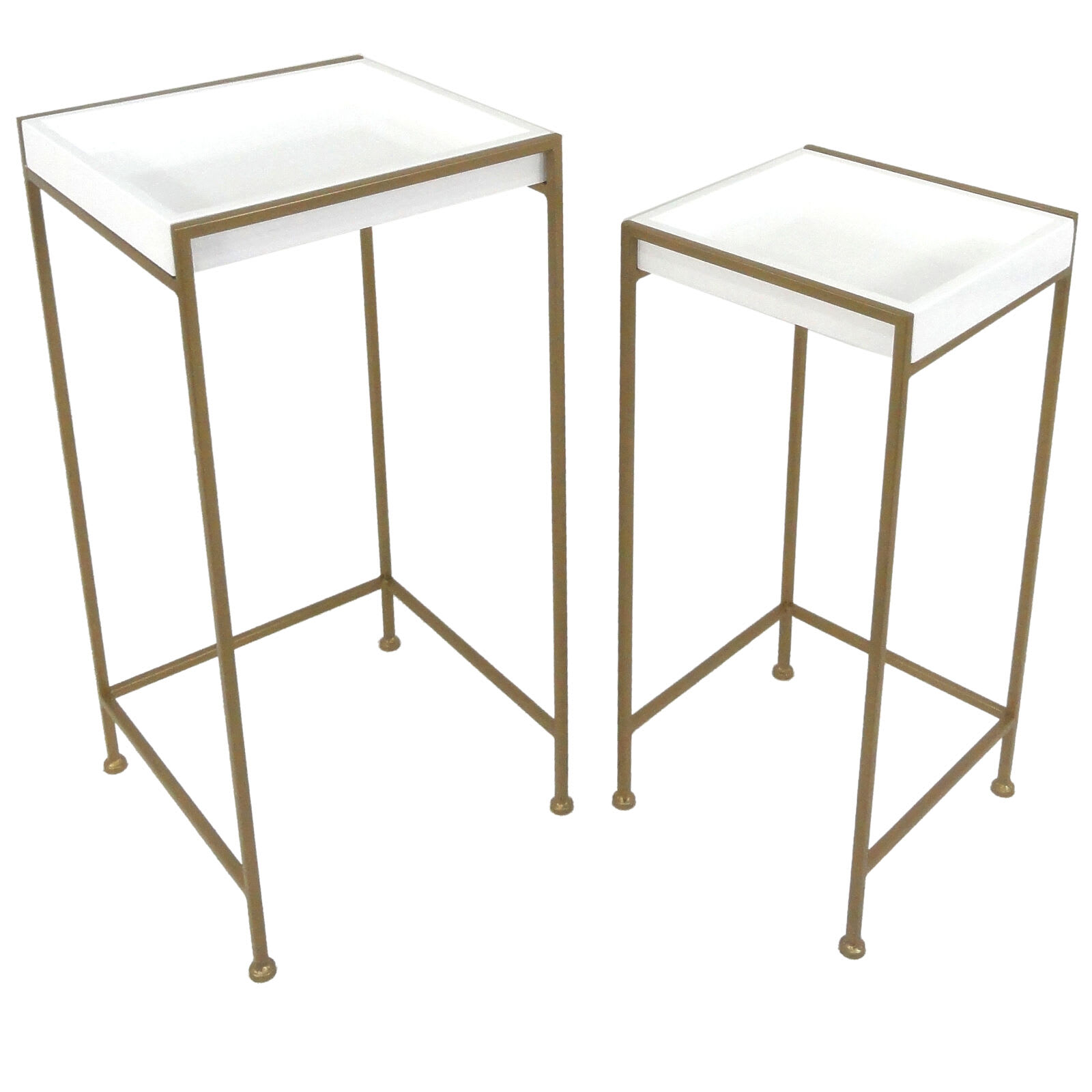White Plant Stand with Gold Metal Base, Small
