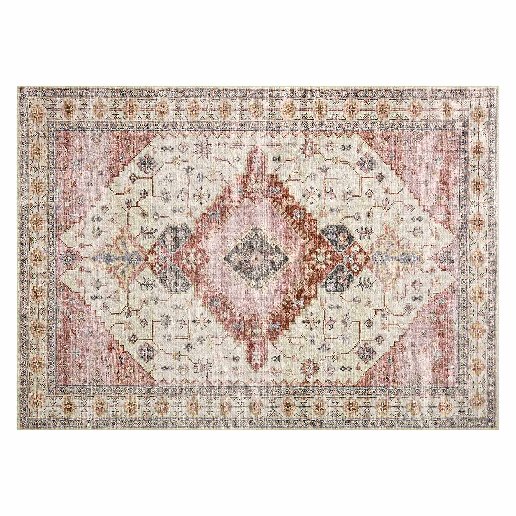 (D581) Khloe Multicolor Medallion Design Area Rug, 5x7