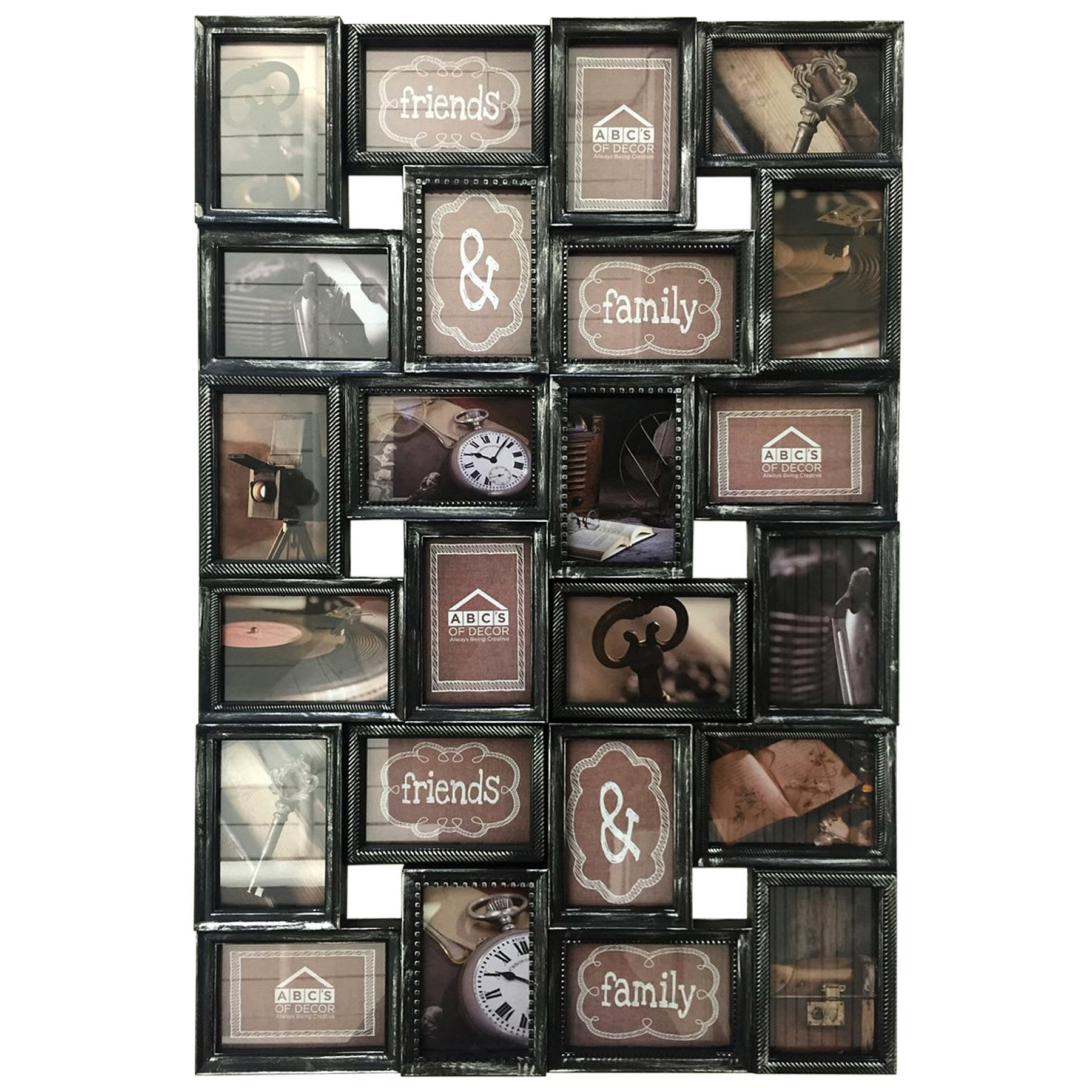 24-Opening Silver Antique Collage Picture Frame, 35x23