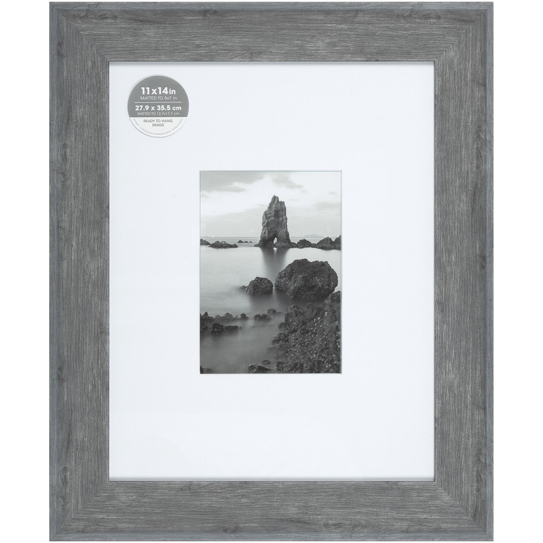 11x14 Matted to 5x7 Wide Flat Profile With White Mat Wall Frame, Gray
