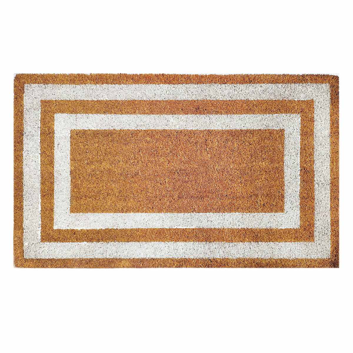 Providence White & Natural Double Border Coir Mat, 18x30