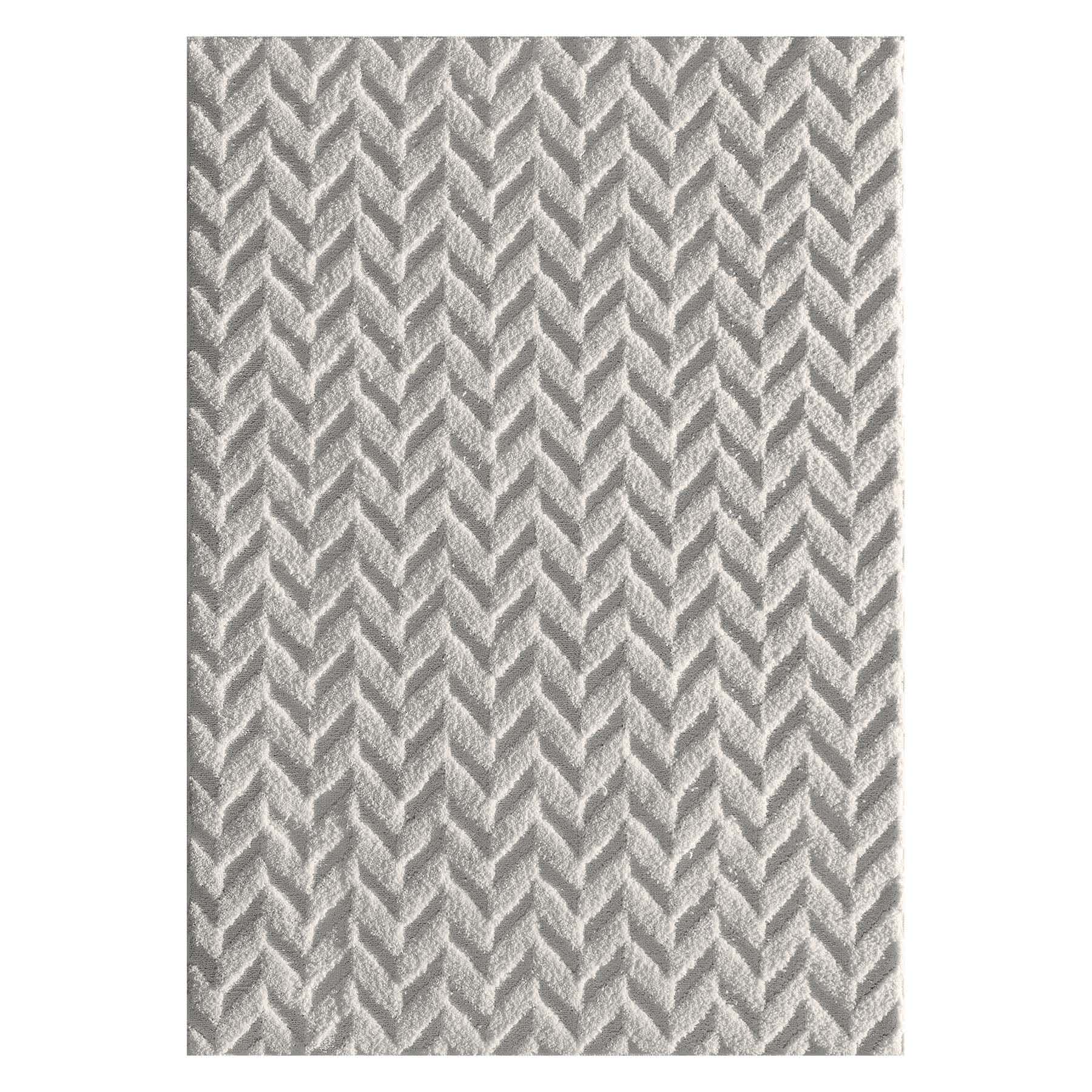 (D460) Salazar Herringbone Grey Tufted Accent Rug with Non-Slip Back, 3x5