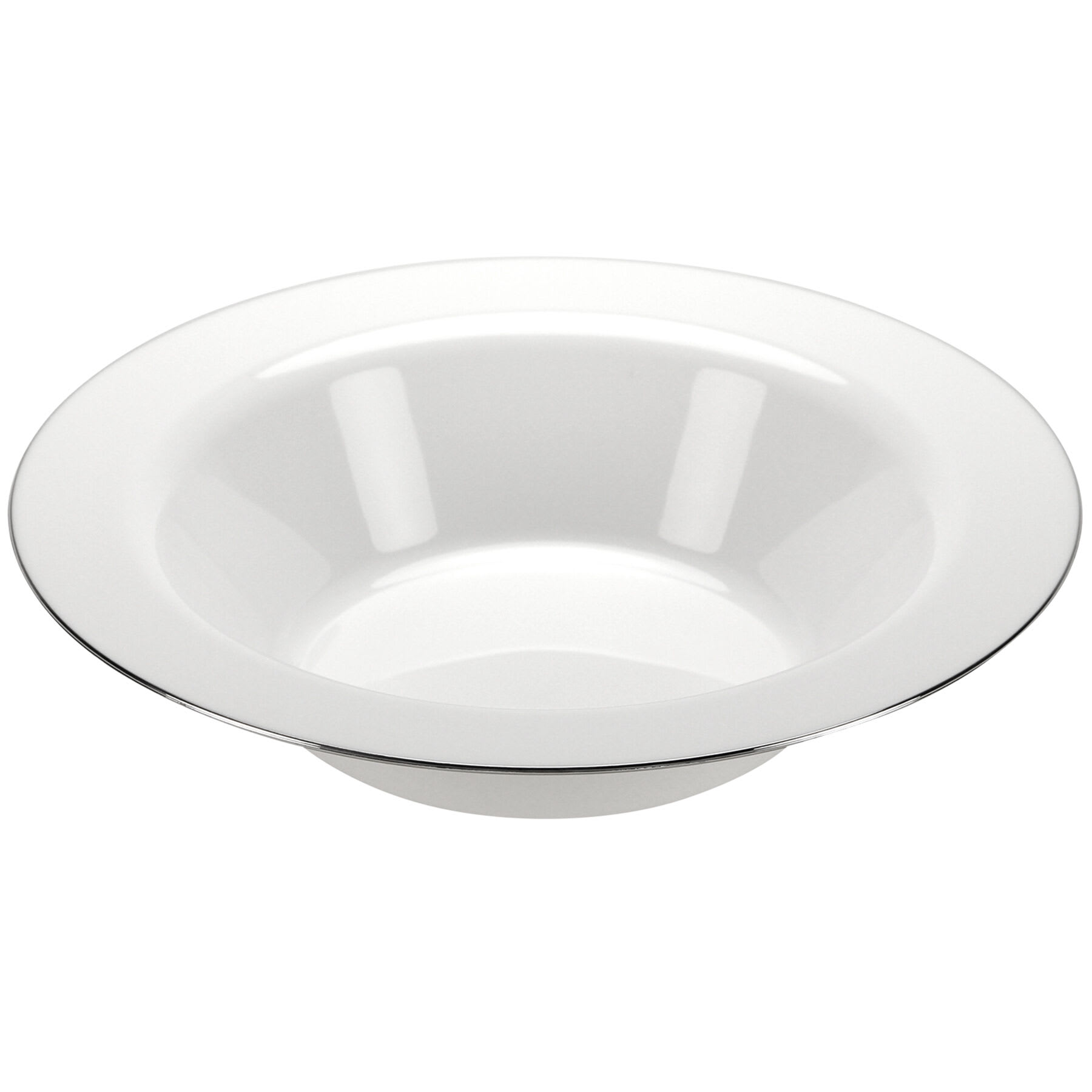Lillian Table Settings Pearl White with Silver Edge Round Plastic Bowl, 14oz