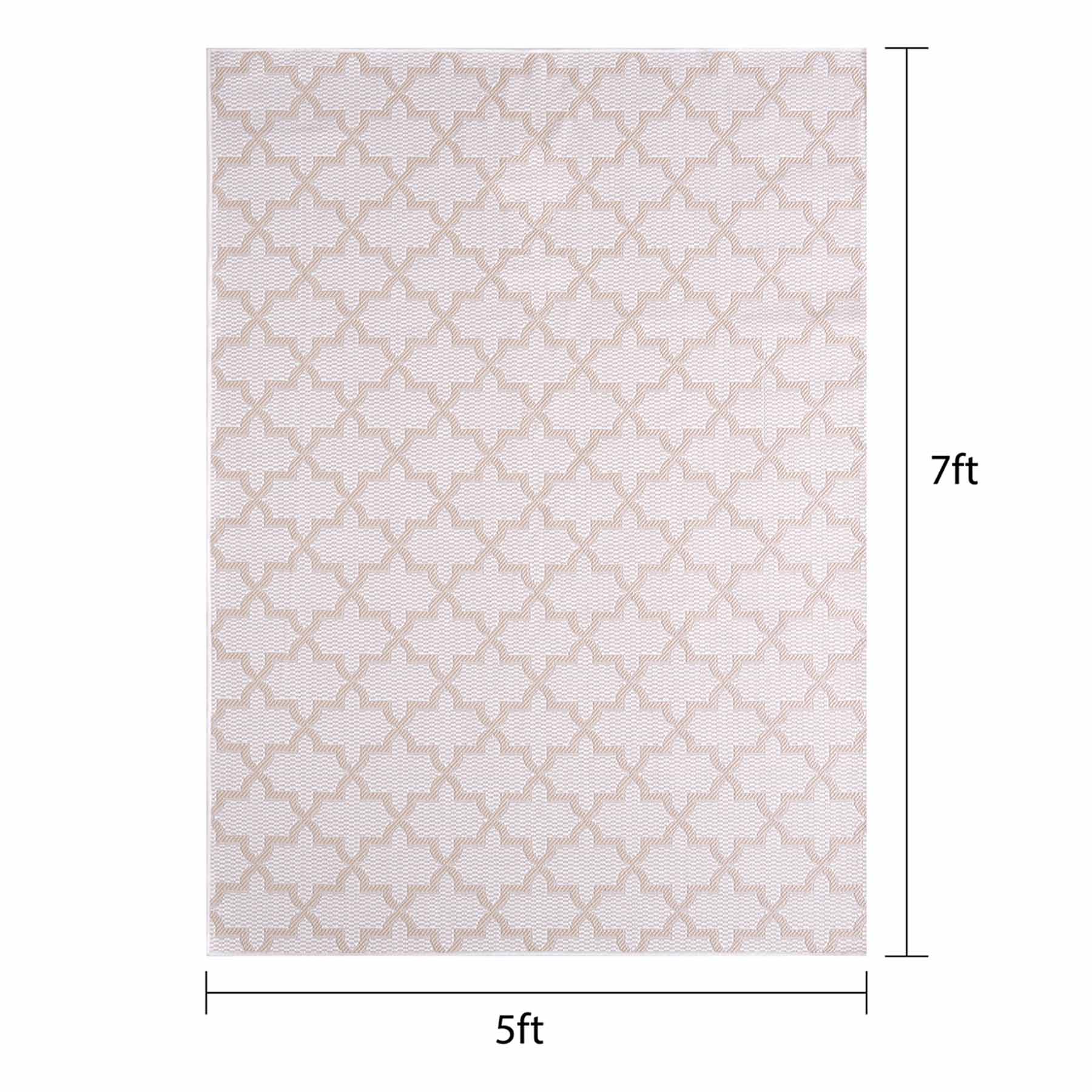 Fifer Bernice Beige & Cream Outdoor Area Rug, 5x7